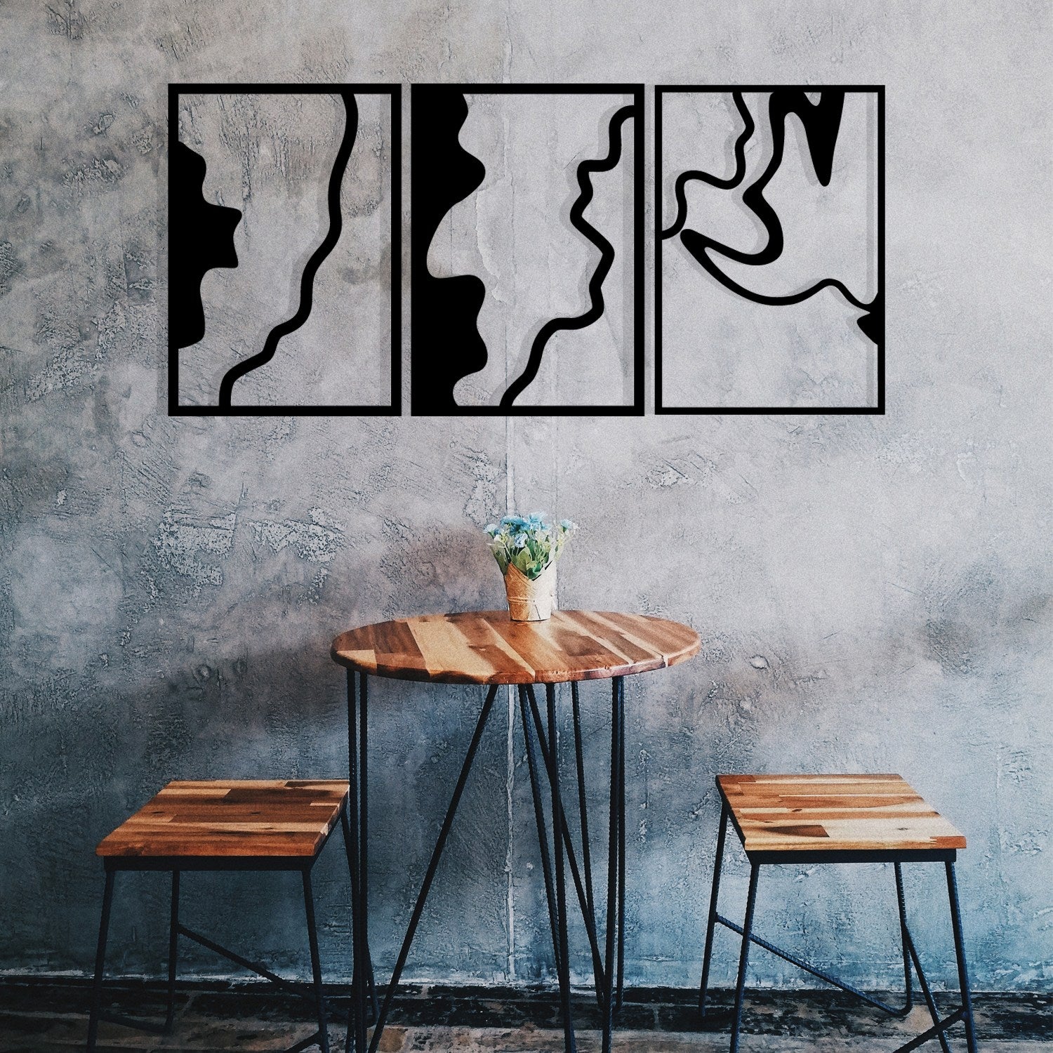 Flamingo 317 – Acessório Decorativo de Parede em Metal Preto, 120 x 54,5 cm (100% Metal)
