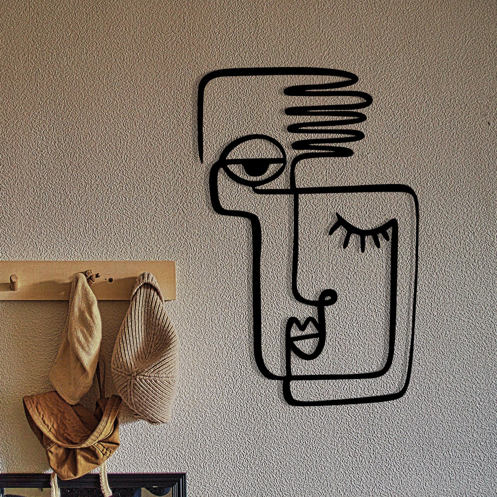 Cara Mia — Acessório Decorativo de Parede em Metal, Preto, 36 x 55 cm