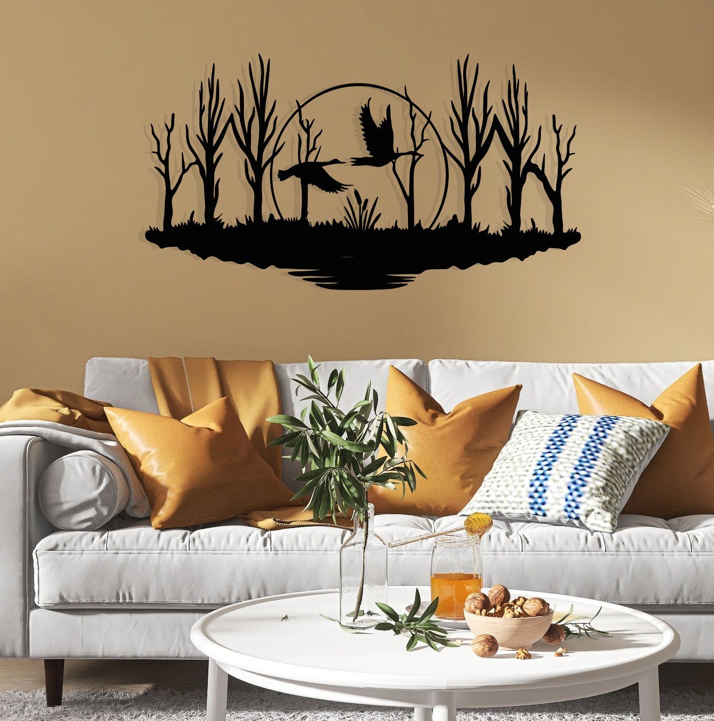 Estate – Acessório Decorativo de Parede em Metal Preto (70 x 38 cm)