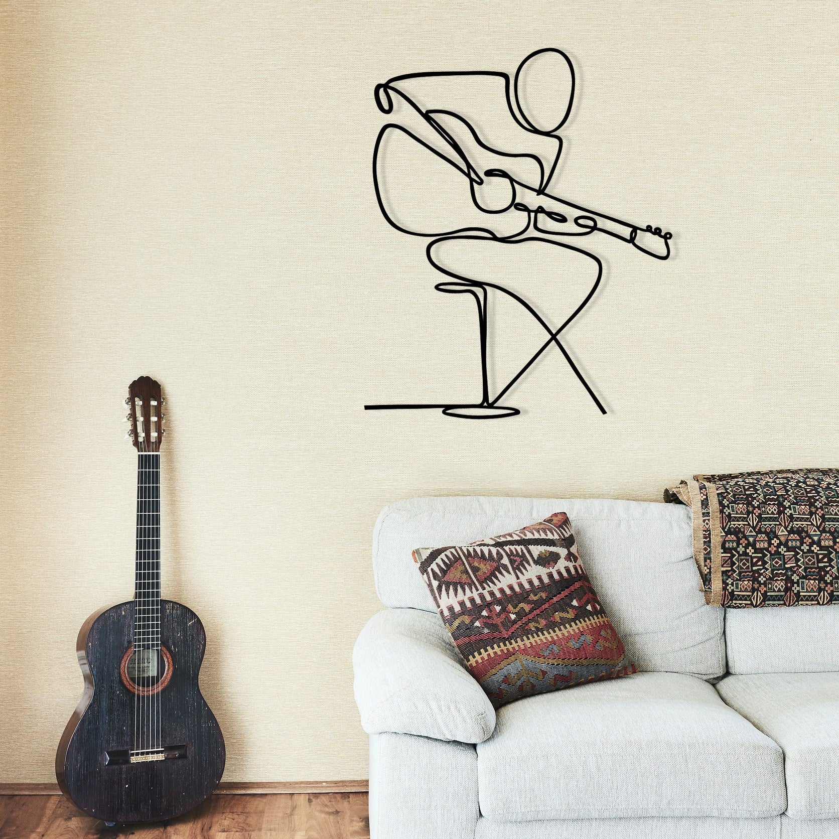 Sentimiento 332 – Acessório Decorativo de Parede em Metal Preto 100% (1,2 mm), 46x56 cm
