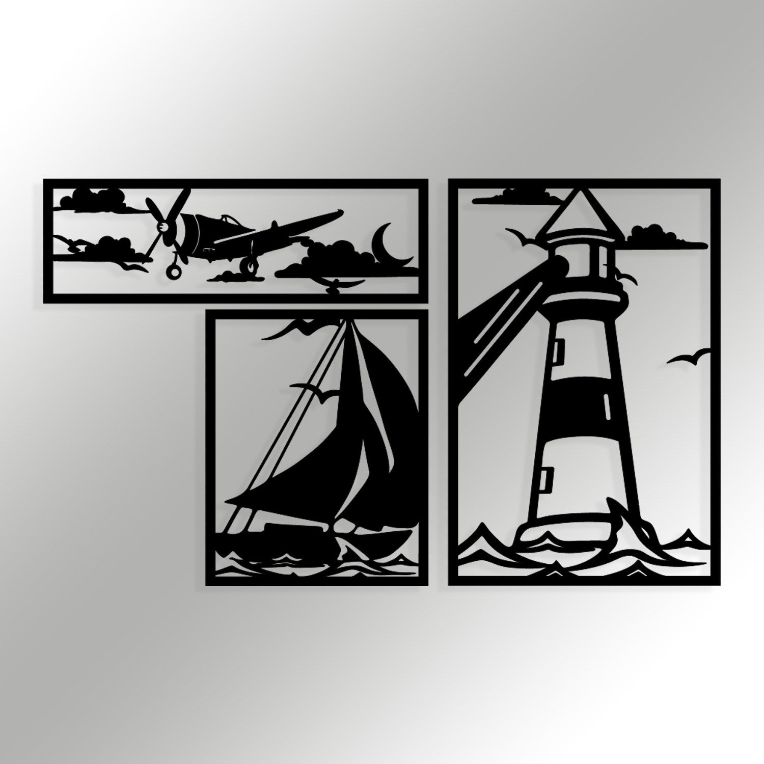 Abadda - Acessório de Parede Decorativo em Metal Preto, 72 x 43 cm (1,2 mm)