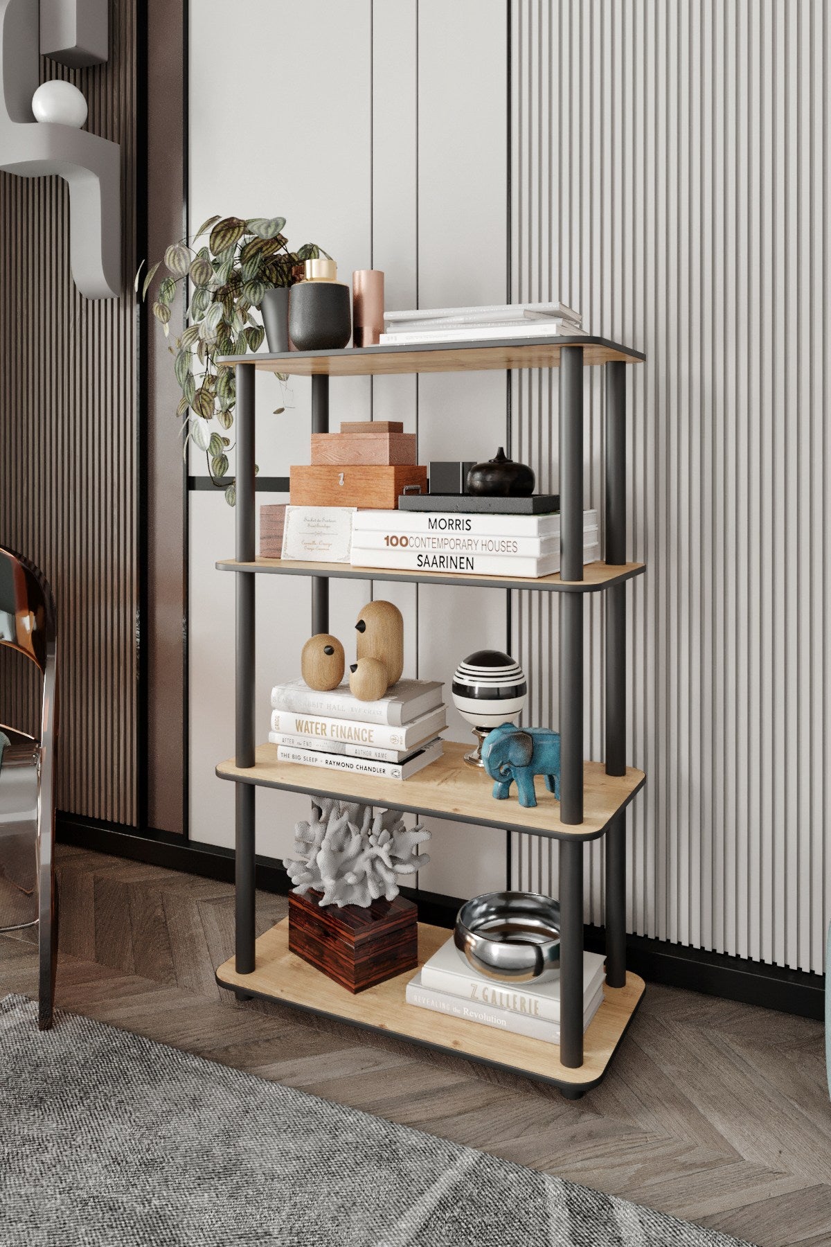 Estante 4 Prateleiras Oak - Design Moderno Premium