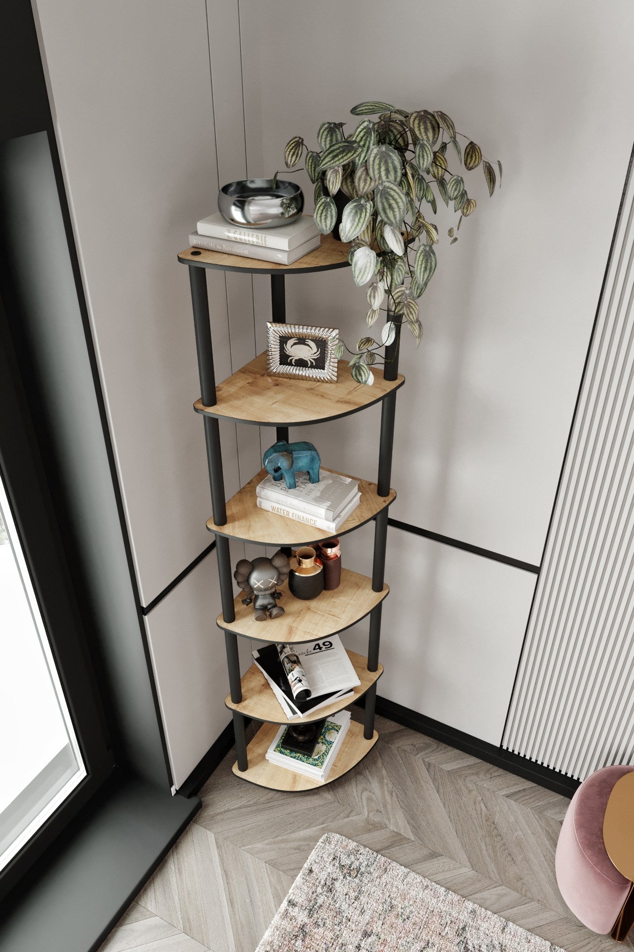 Estante Corner 6 Prateleiras Oak - Design Moderno e Funcional