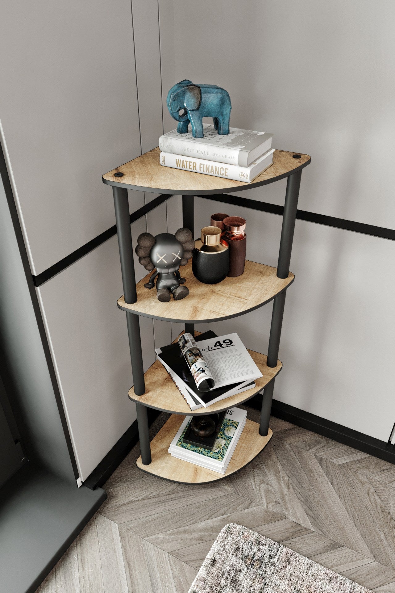 Estante Corner Oak 4 Prateleiras - Design Moderno em Madeira