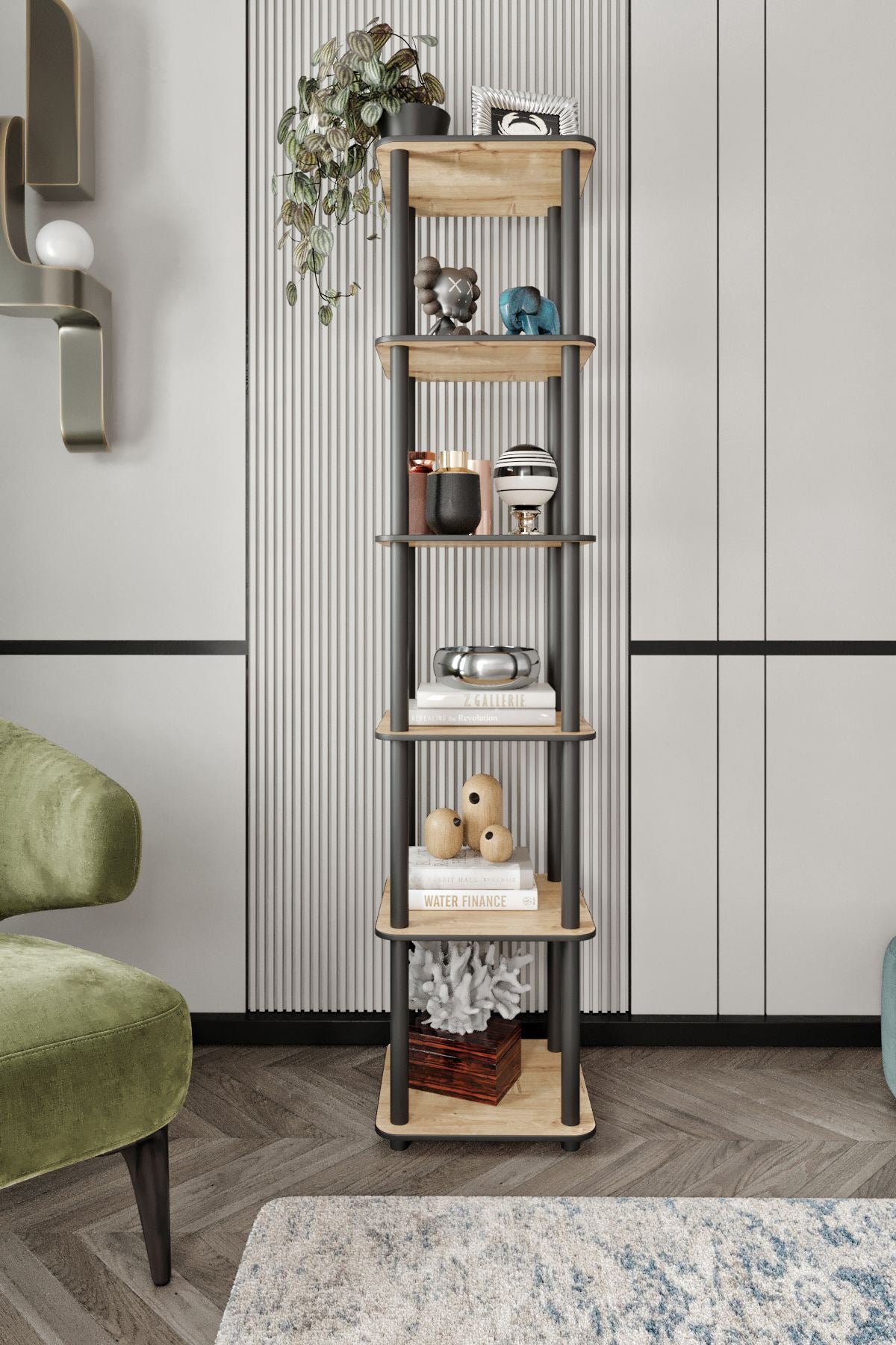 Estante Square 6 Prateleiras Carvalho - Design Moderno Premium