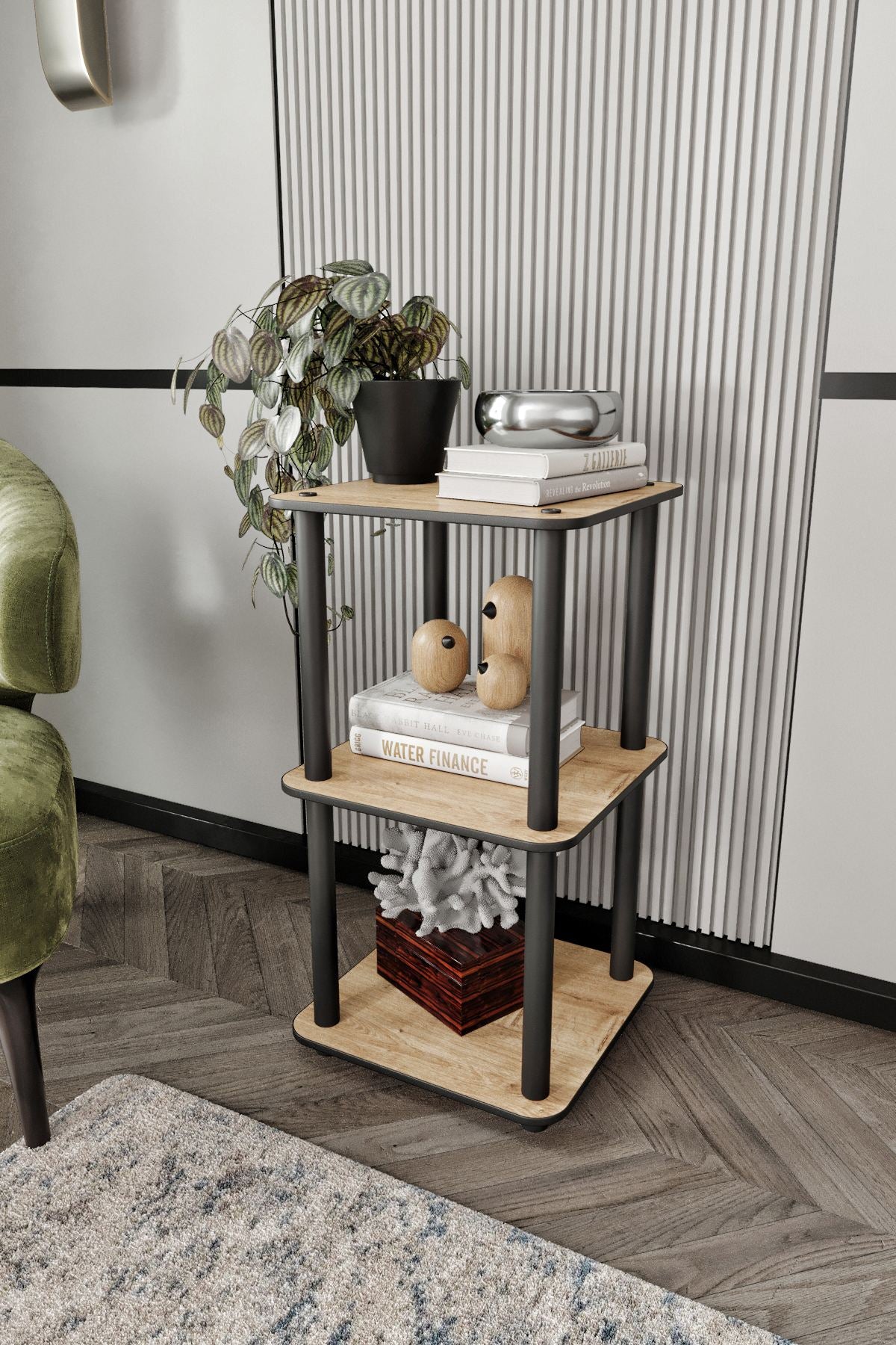 Estante 3 Prateleiras Quadrada Oak - Design Minimalista