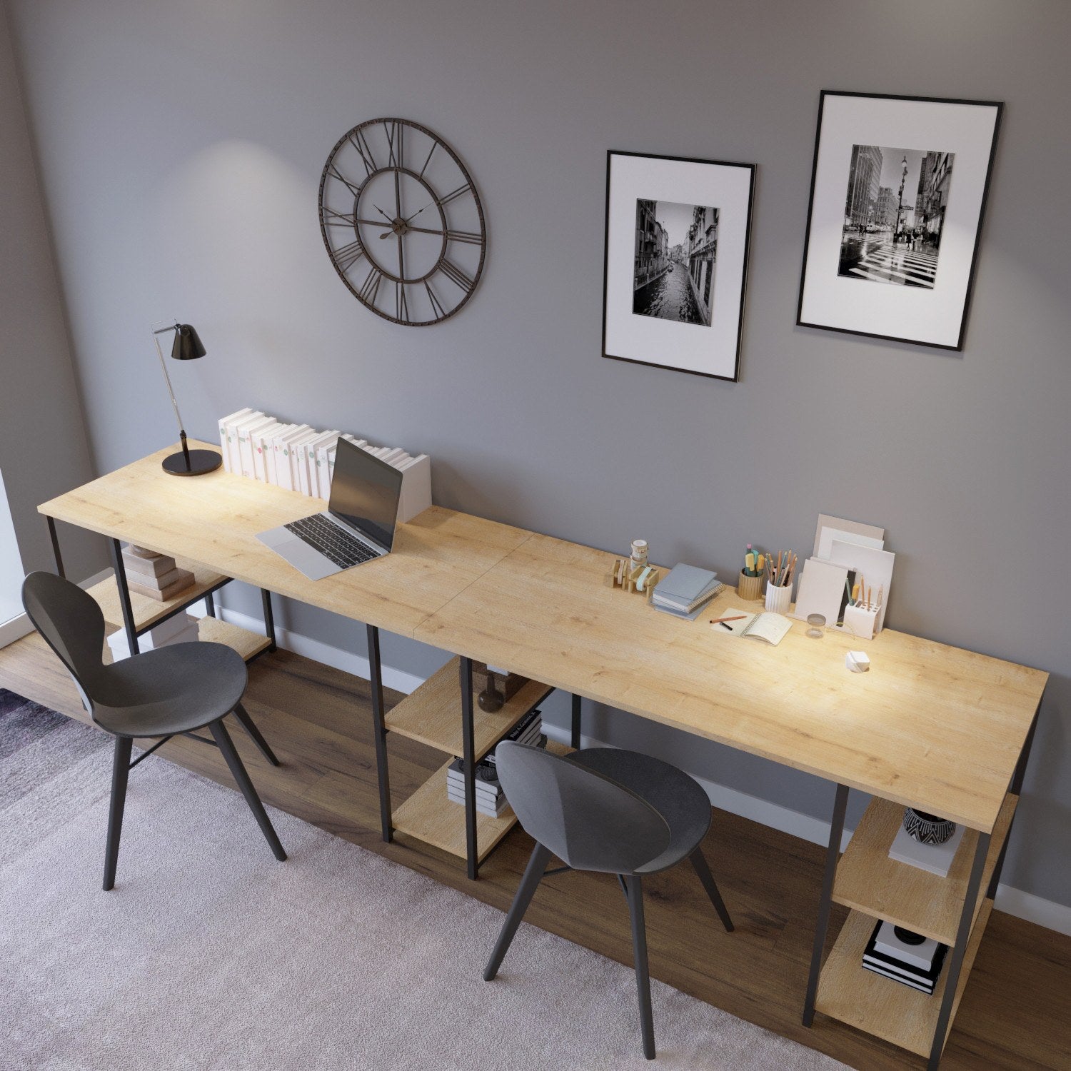 Secretária Sade L204 Oak - Mesa Escritório Luxo 152cm