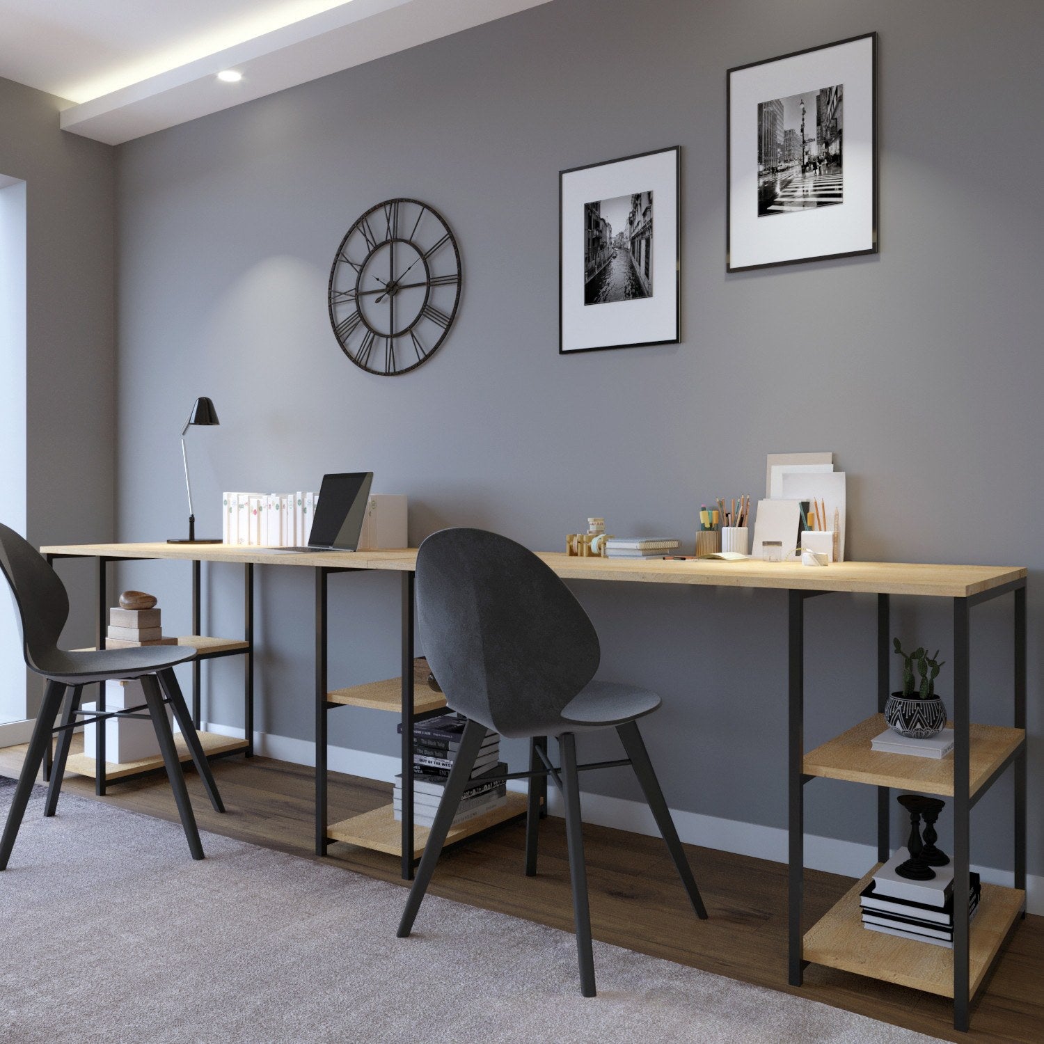 Secretária Sade L204 Oak - Mesa Escritório Luxo 152cm