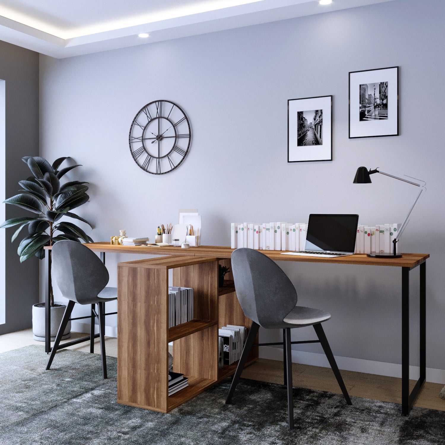 Secretária de Estudo London L208 Walnut - Design Premium