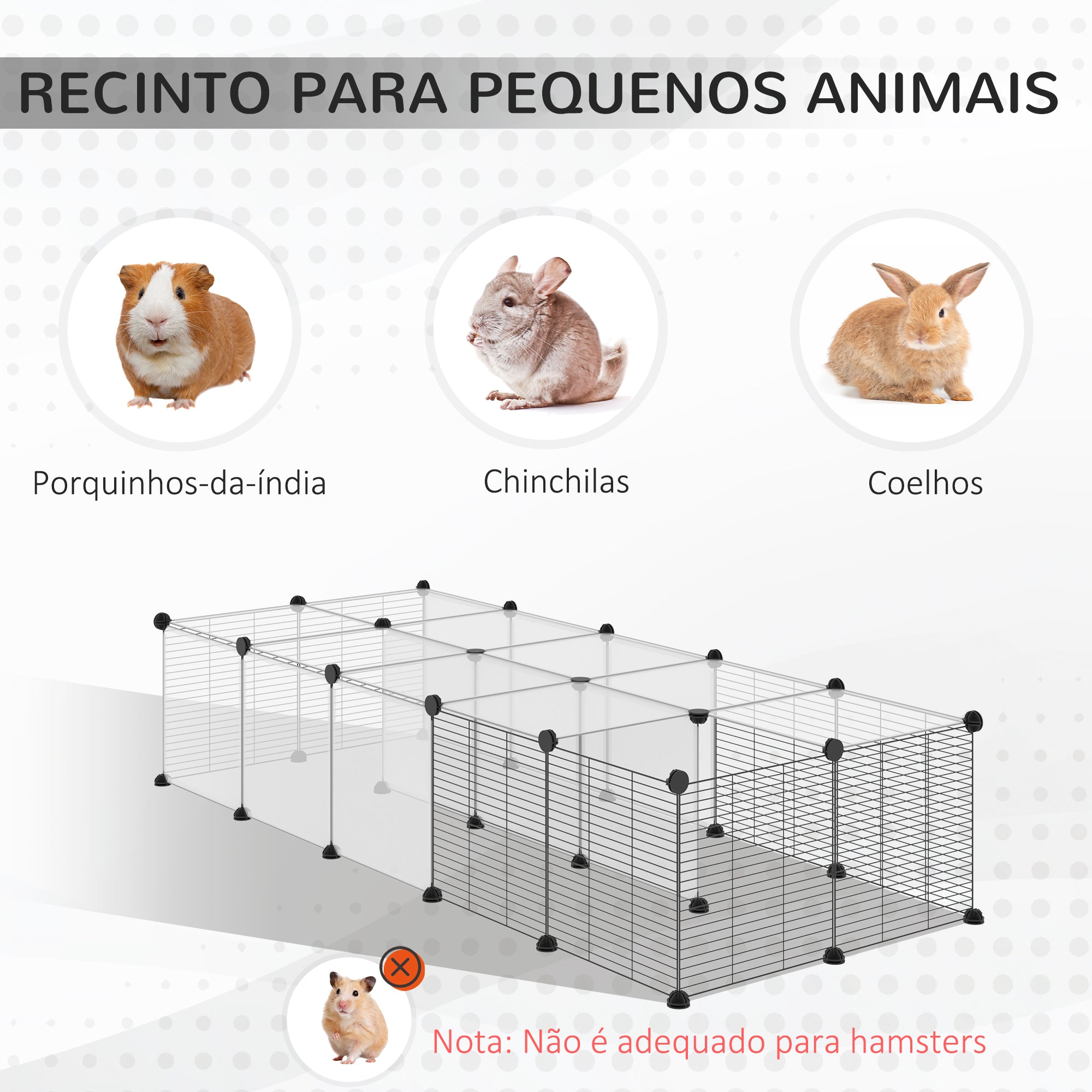 Parque para Animais Pequenos – 140x70x70 cm – Preto – Resina PP e Fio de Aço