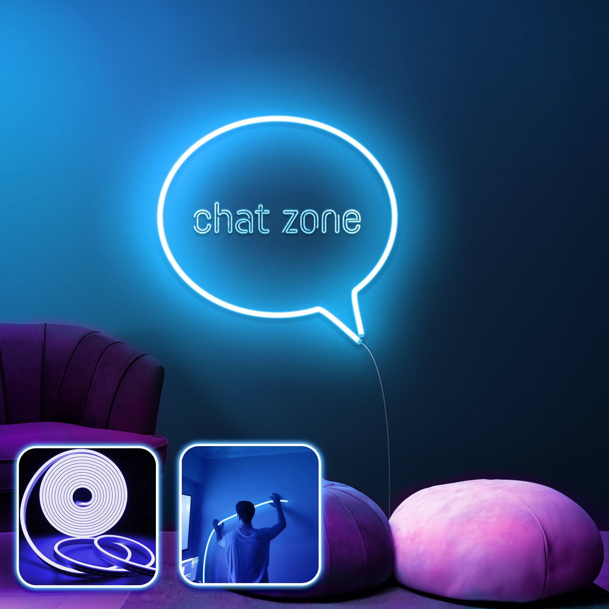 Iluminação decorativa de parede LED – 200 cm – Azul