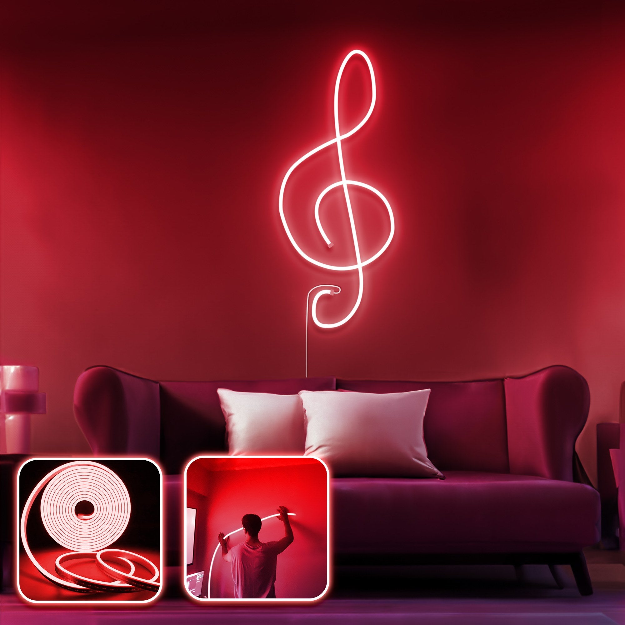 Iluminação decorativa de parede LED – 200 cm – Vermelho