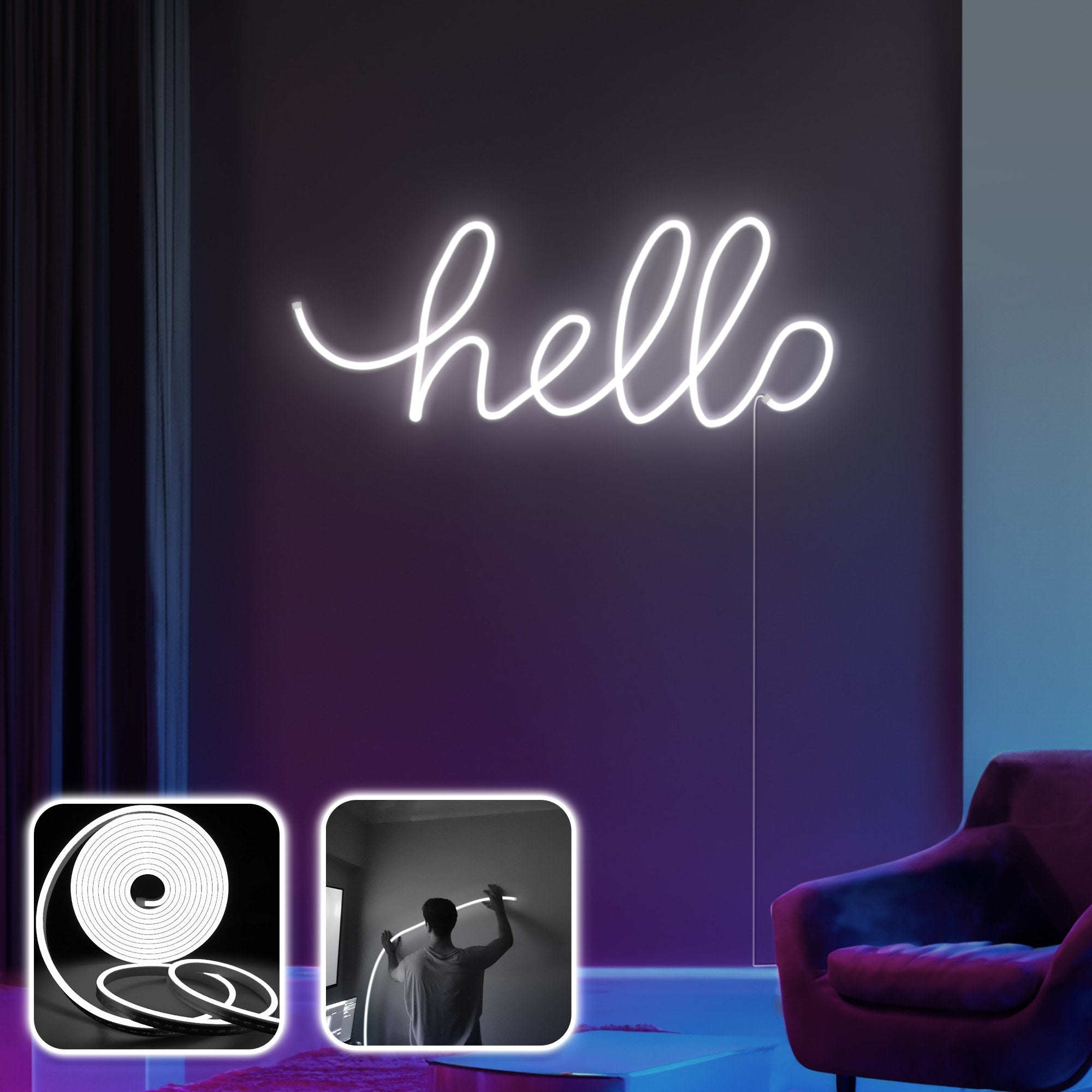 Iluminação LED de parede decorativa – 350 cm – Branco