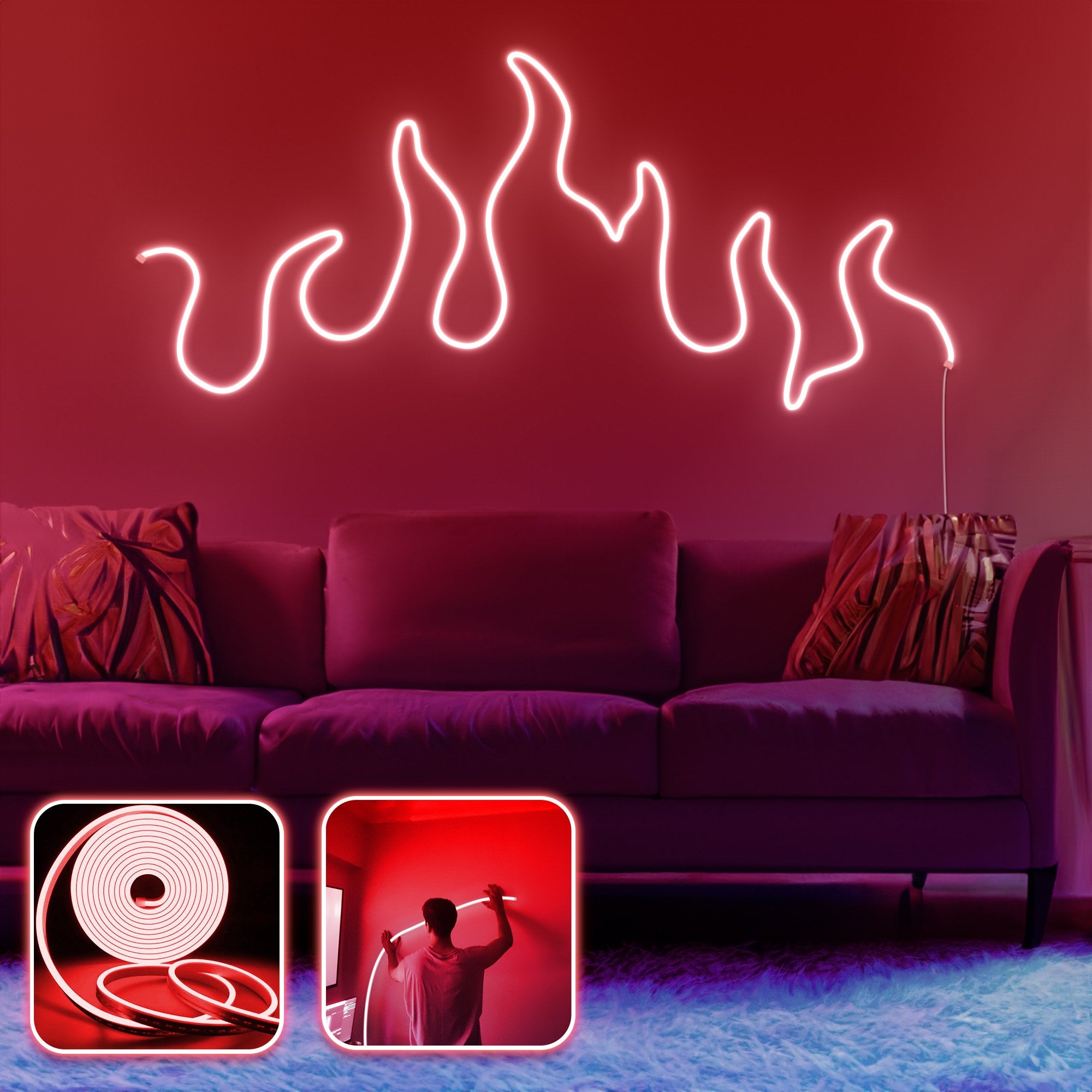 Iluminação LED Decorativa de Parede – 400 cm – Vermelho