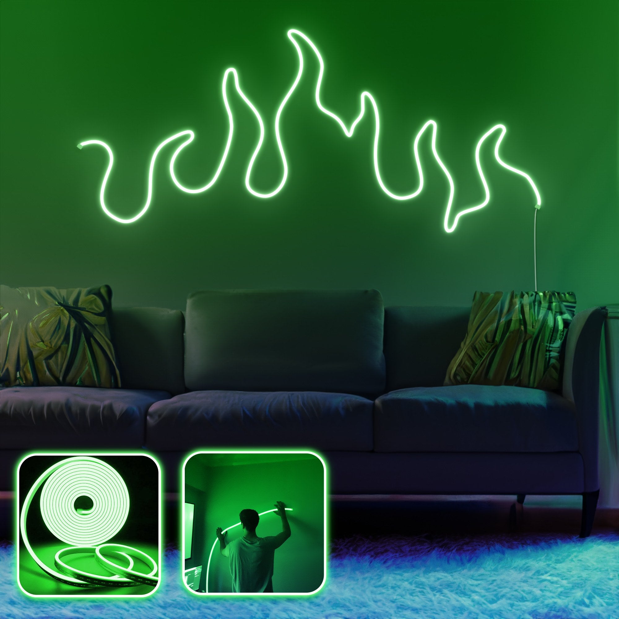 Iluminação LED de Parede Decorativa – 350 cm – Verde