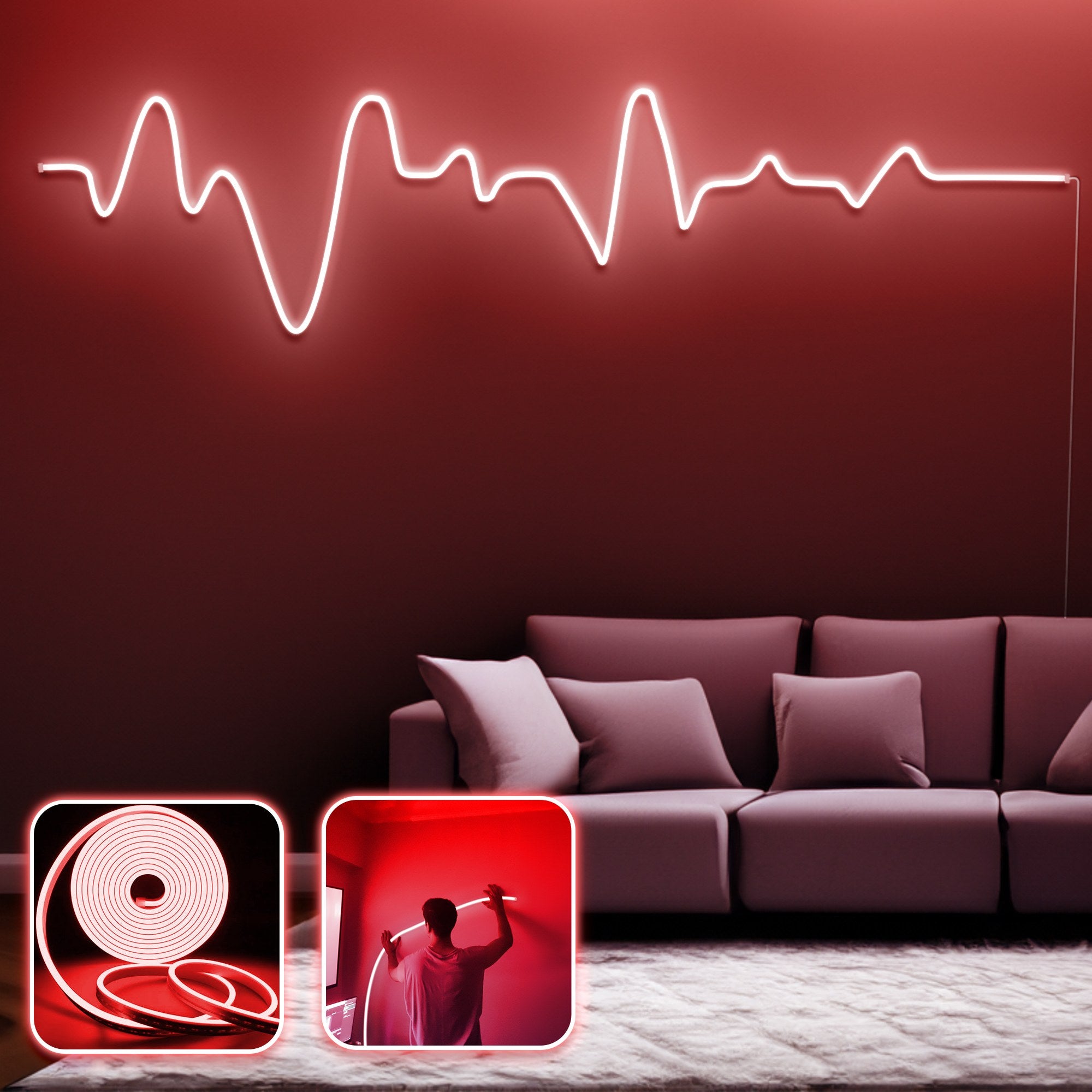 Iluminação LED de parede decorativa – 400 cm – Vermelho