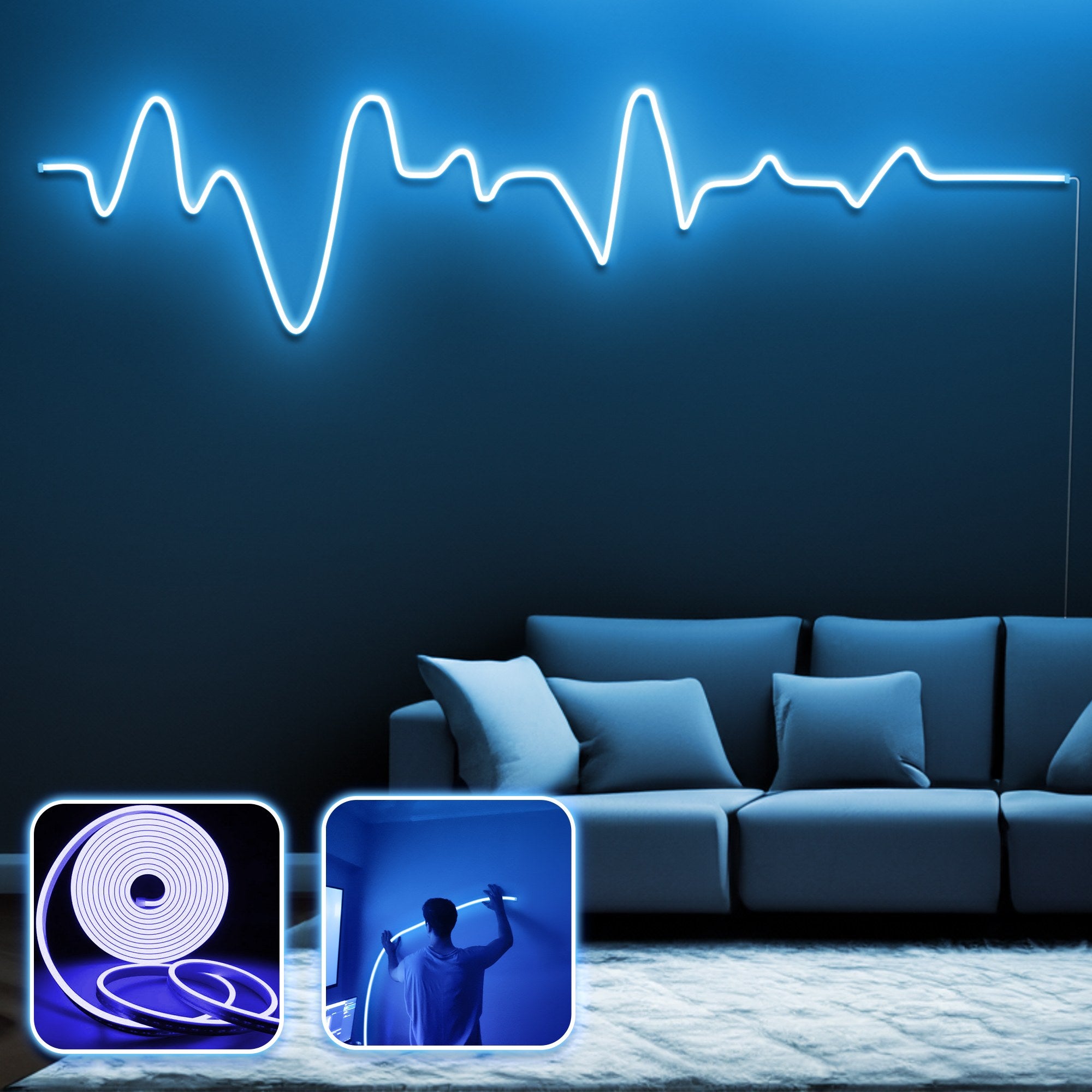 Iluminação LED decorativa de parede – 400 cm – Azul