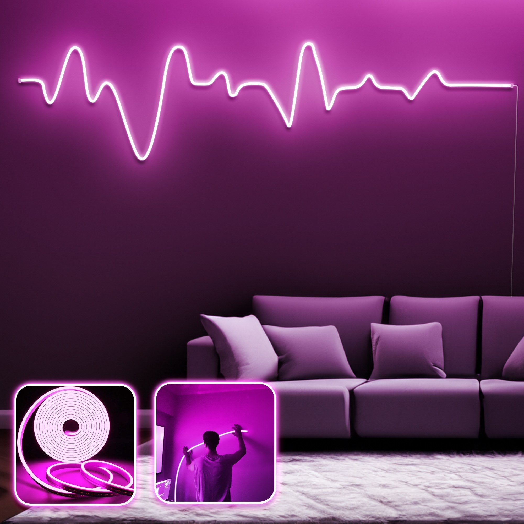 Iluminação LED de parede decorativa – Rosa – néon