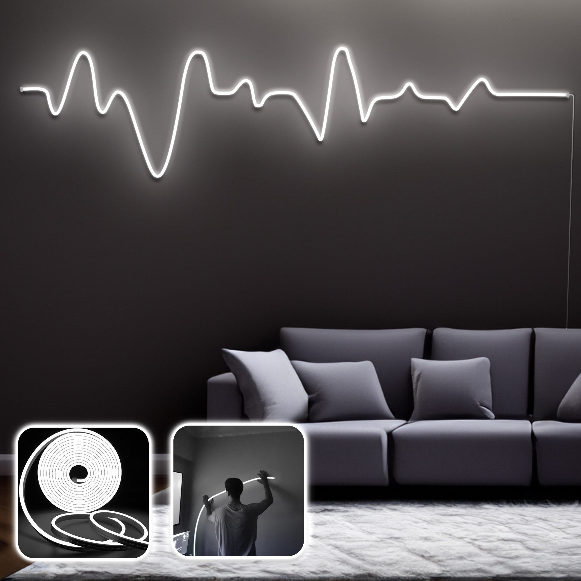 Iluminação Decorativa de Parede LED – 400 cm – Branco – N/A