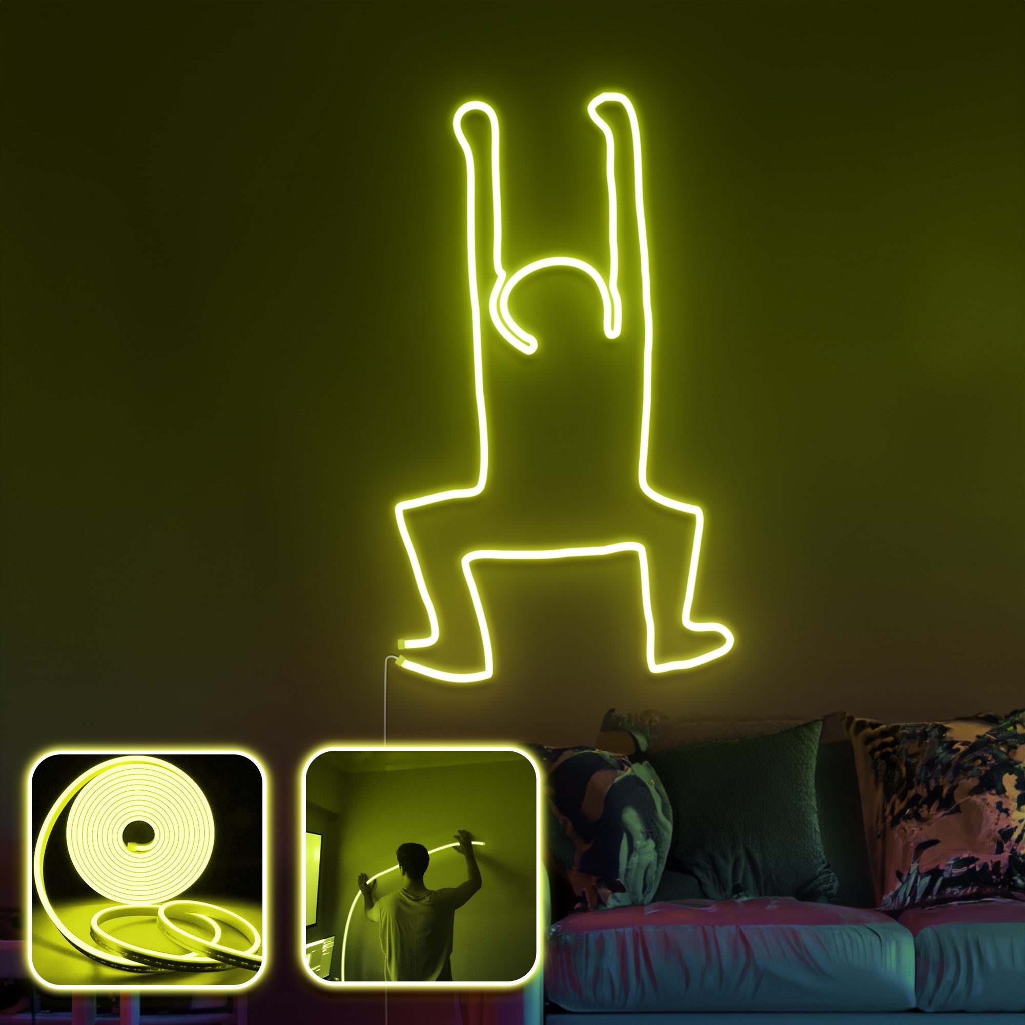 Iluminação LED de parede decorativa – 400 cm – Amarelo