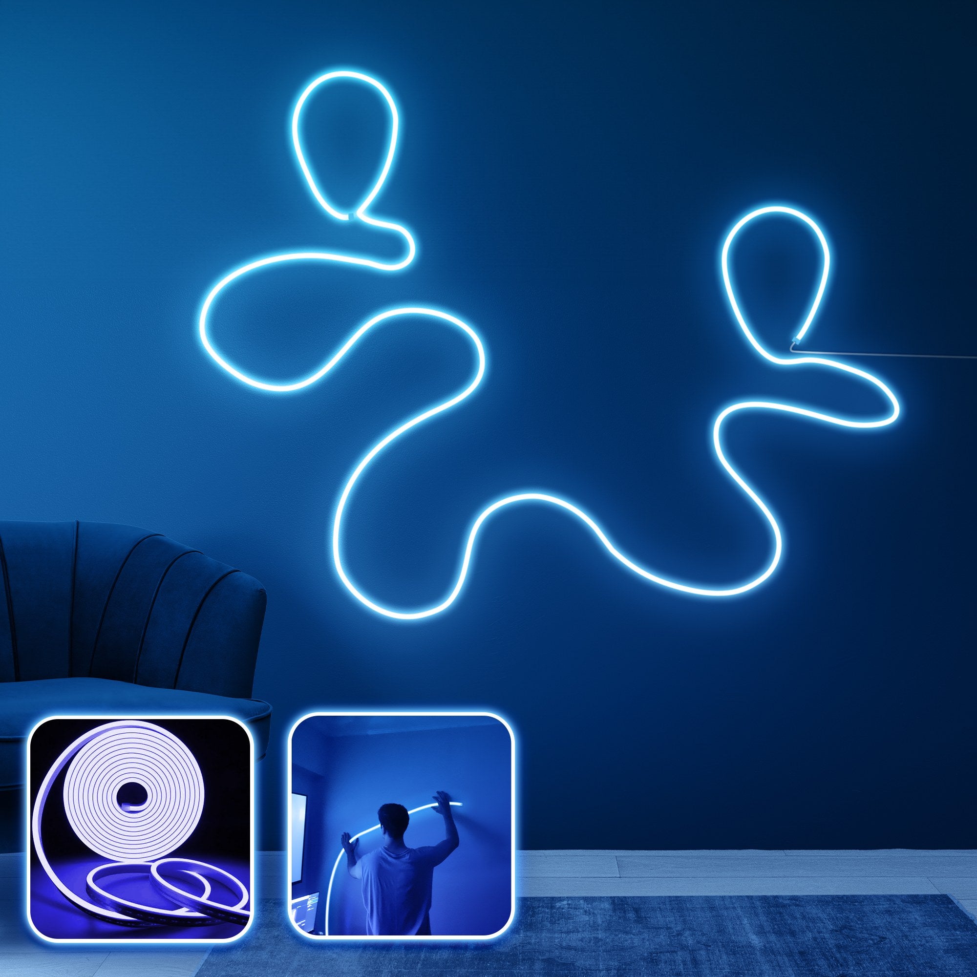 Iluminação decorativa de parede LED – 400 cm – Azul