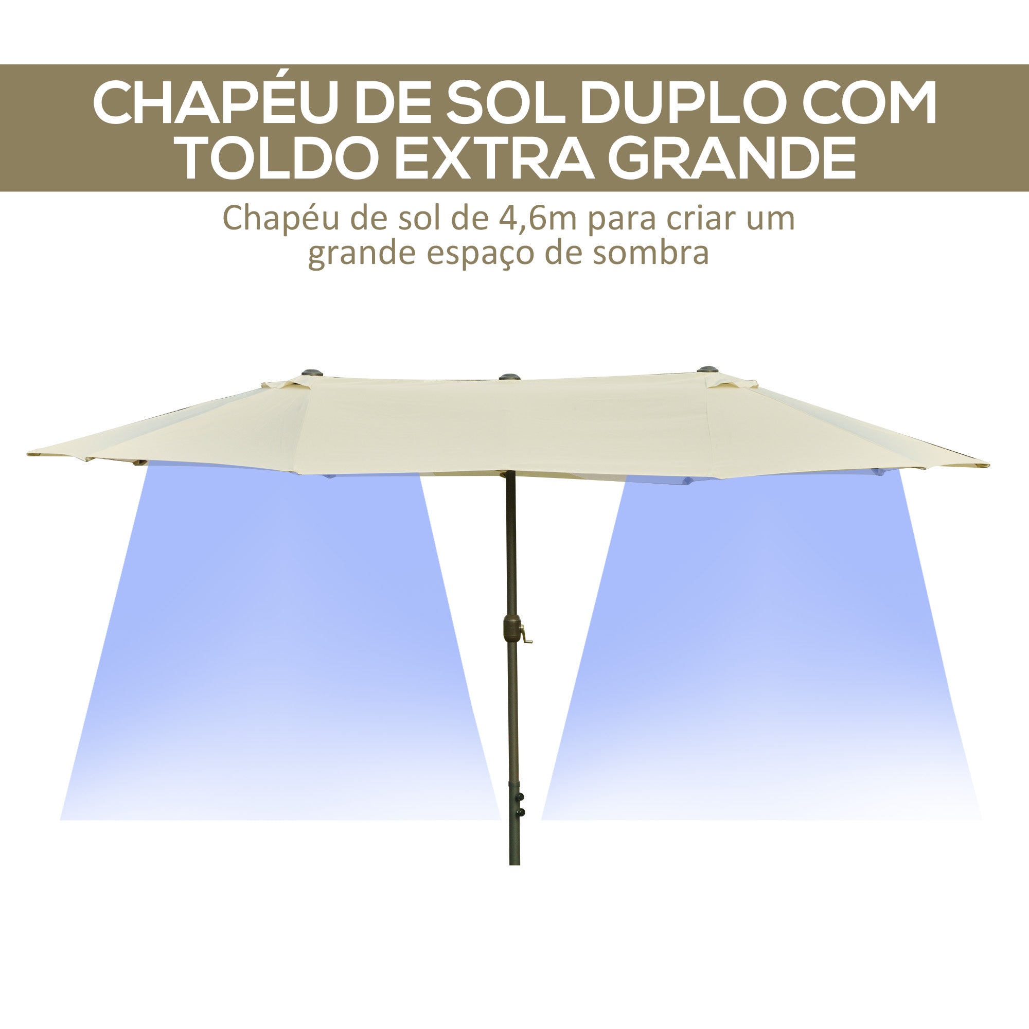 Chapéu de Sol Duplo Creme Branco 455x265x238 cm - Proteção UV e Resistente à Água