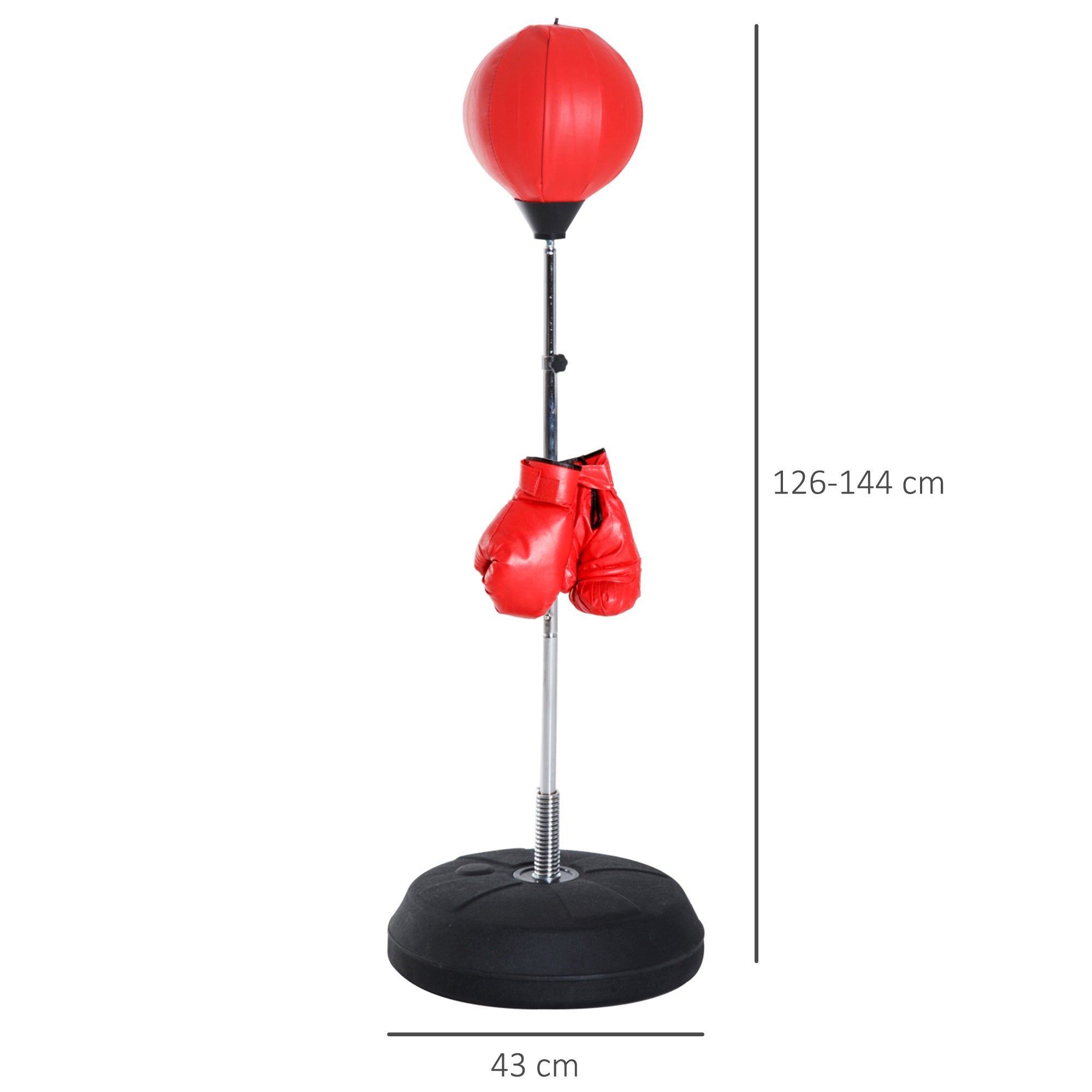Saco de Boxe de Pé –  Ø43x126-144 cm – Vermelho – Material sintético