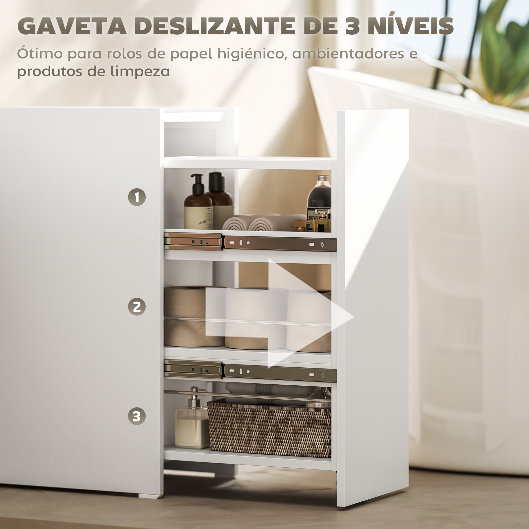 Móvel de Casa de Banho Estreito 47x30x66,5 cm Branco