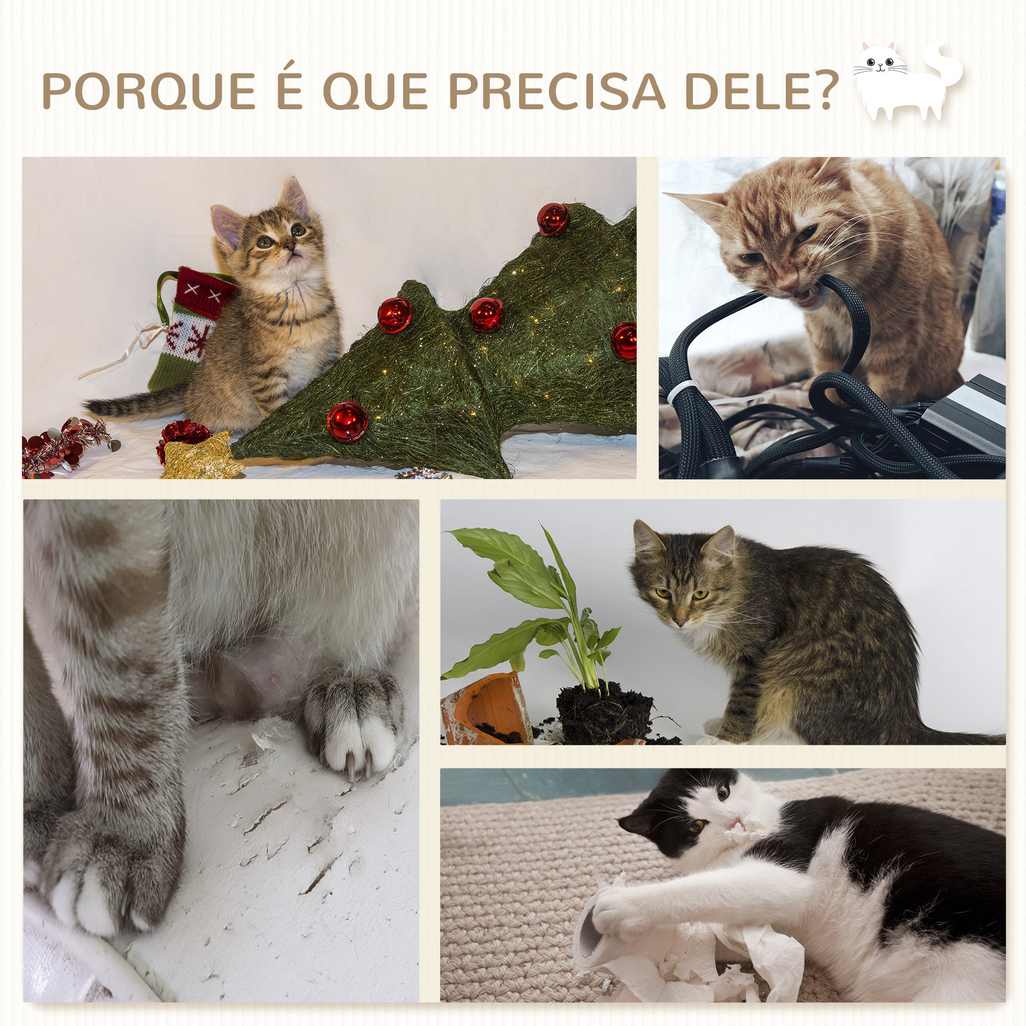 Conjunto de Prateleiras de Parede para Gatos - Bege 40x28x73 cm