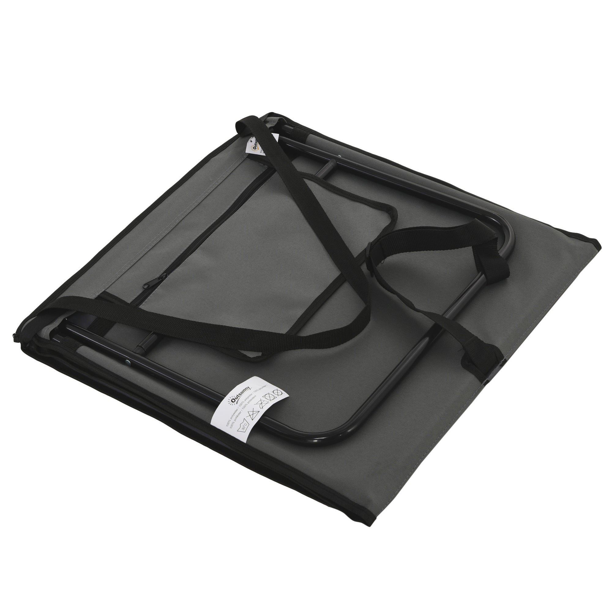 Conjunto de Esteiras de Praia Dobrável – 142x51x40 cm – Cinzento – Aço e Tecido Oxford