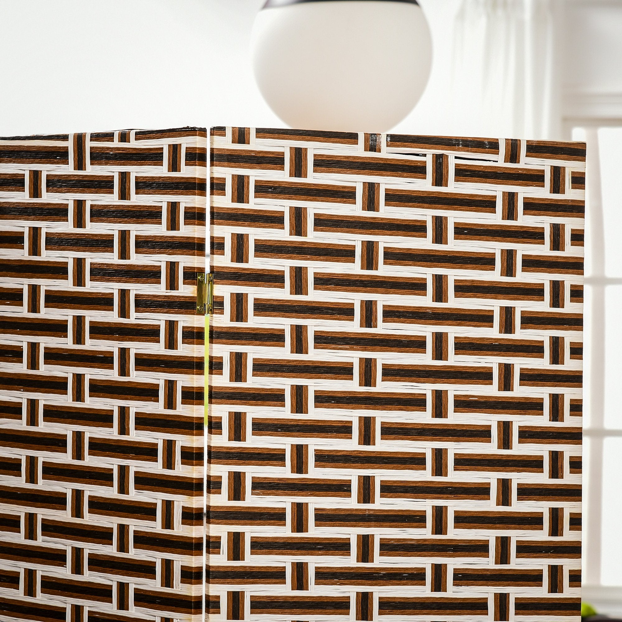 Biombo Separador de Ambientes de 4 Paineis 180x180cm - Cor Branco, Preto e Marrom