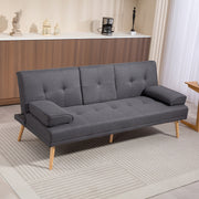 Sofá-Cama 3 Lugares – 181x77x78 cm – Cinza – Tecido de linho