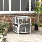 Casa para Gatos de Madeira 64x87x76 cm - Cinzento
