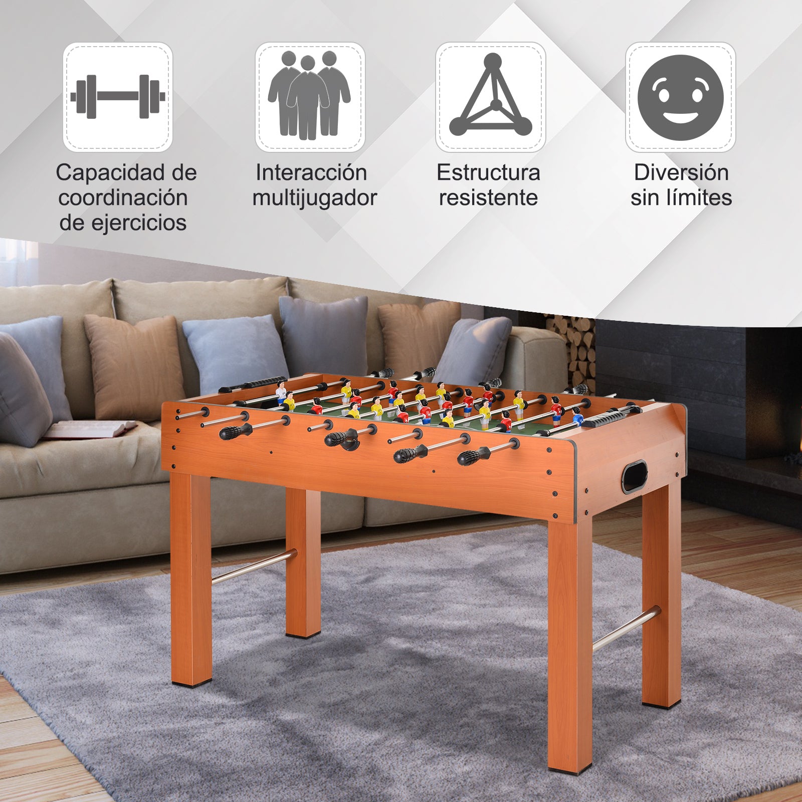 Mesa de Matraquilho Profissional – 122x61x80,7 cm – Cor de Madeira Natural – MDF