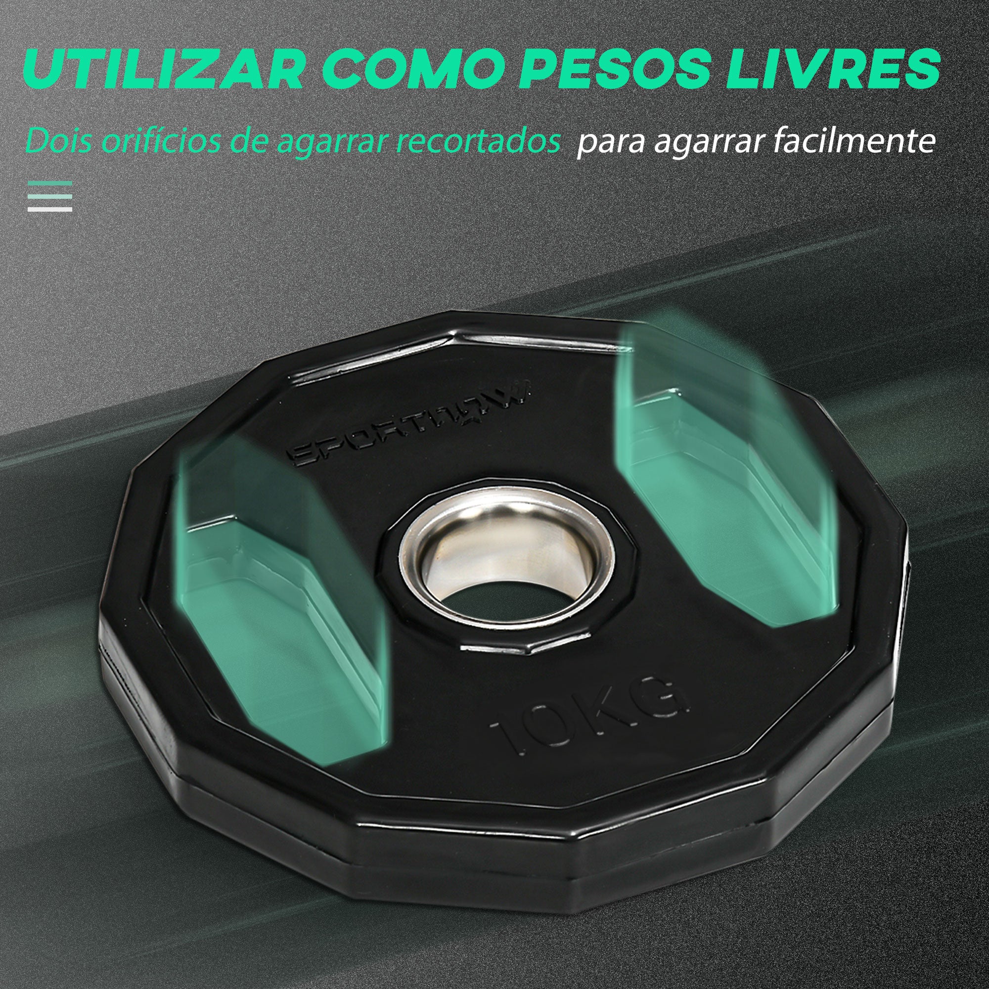 Conjunto de 2 Discos de Pesos Olimpicos 10kg - Ferro Fundido - Ø32x4 cm - Preto