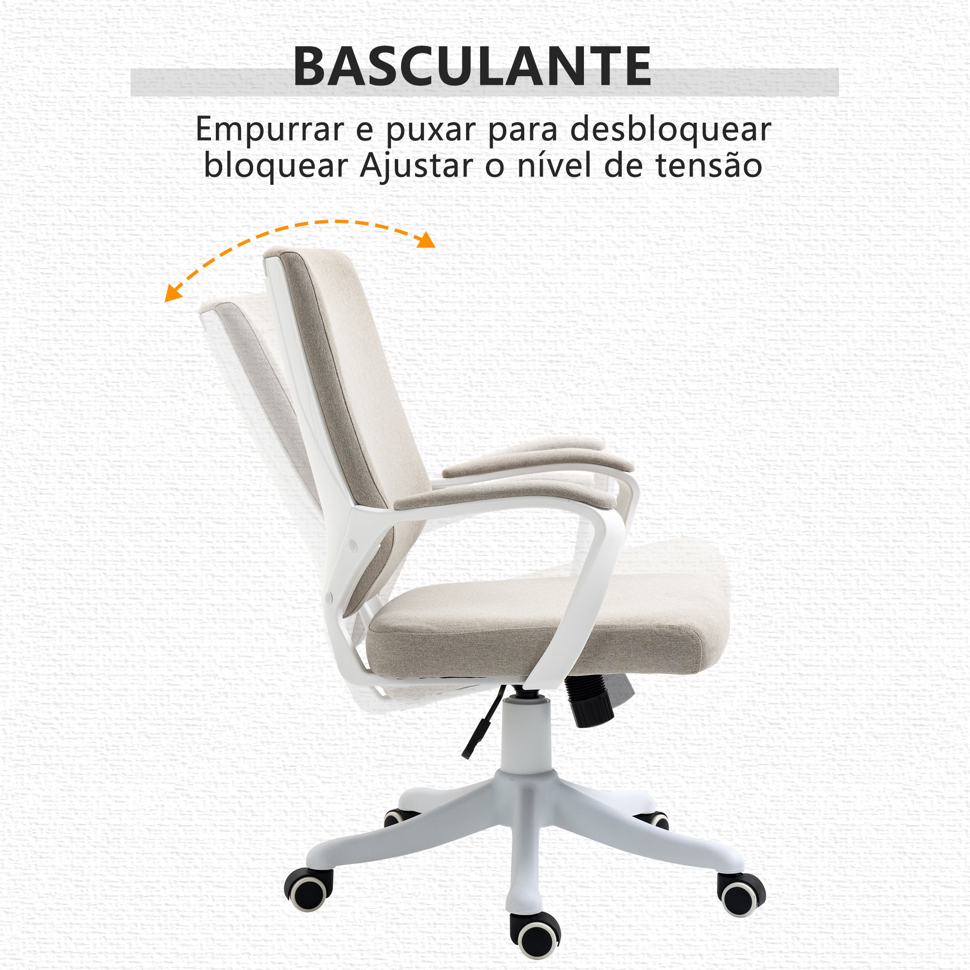 Cadeira de Escritório Ergonómica – 62x69x92-100 cm – Bege – Linho Sintético