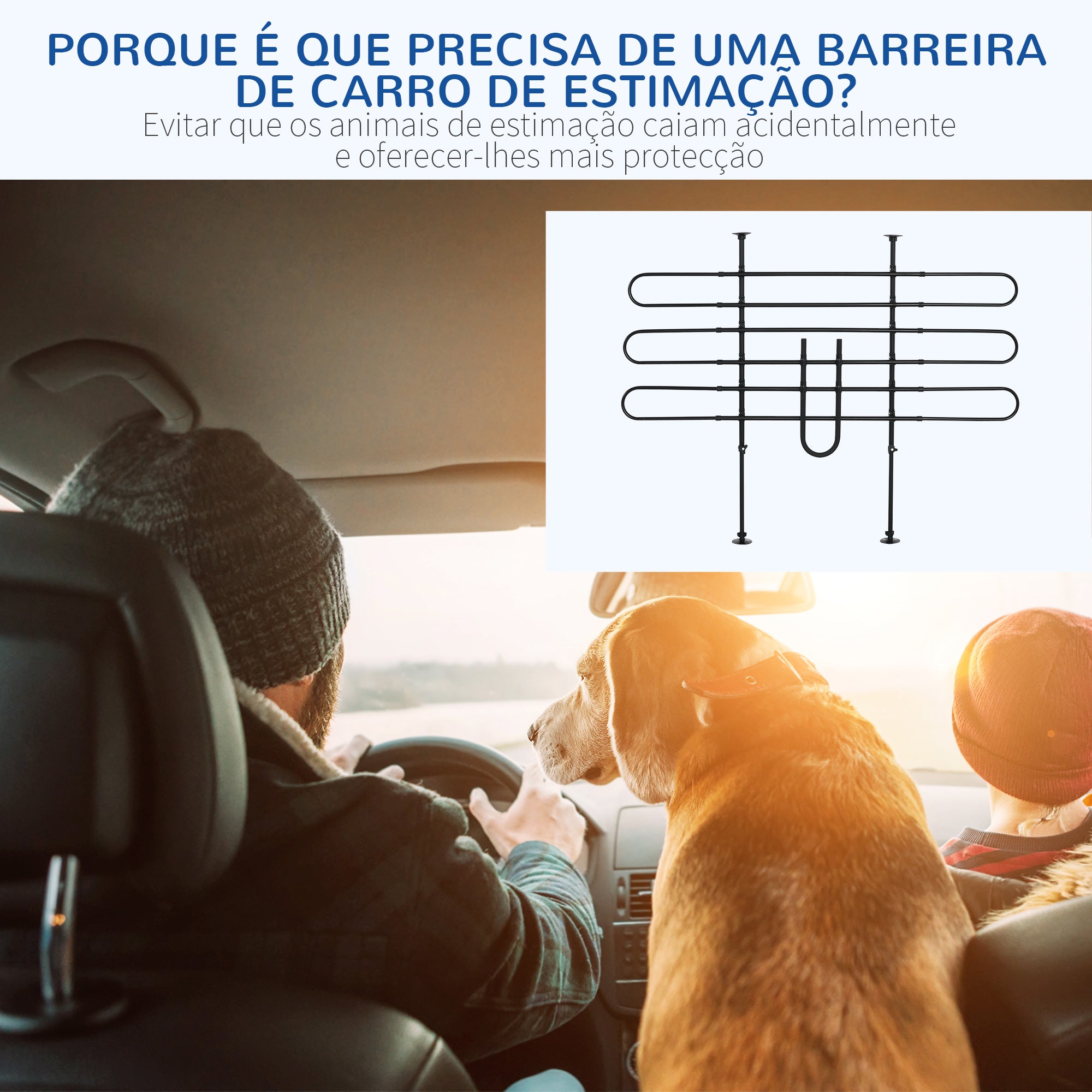 Grade de Segurança para Cães Ajustável 87-135x85-120cm – Cor Preto – Metal