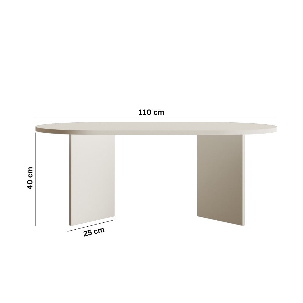 Mesa de Centro – 110cm x 42cm x 60cm – Creme – MDF