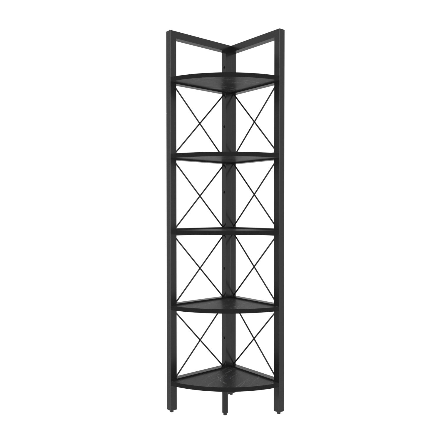 Estante Industrial Moderna, Preta, 160 cm de Altura | Painel de Partículas 100% Revestido em Melamina, 18 mm de Espessura | Armazenamento Elegante para Casa e Escritório
