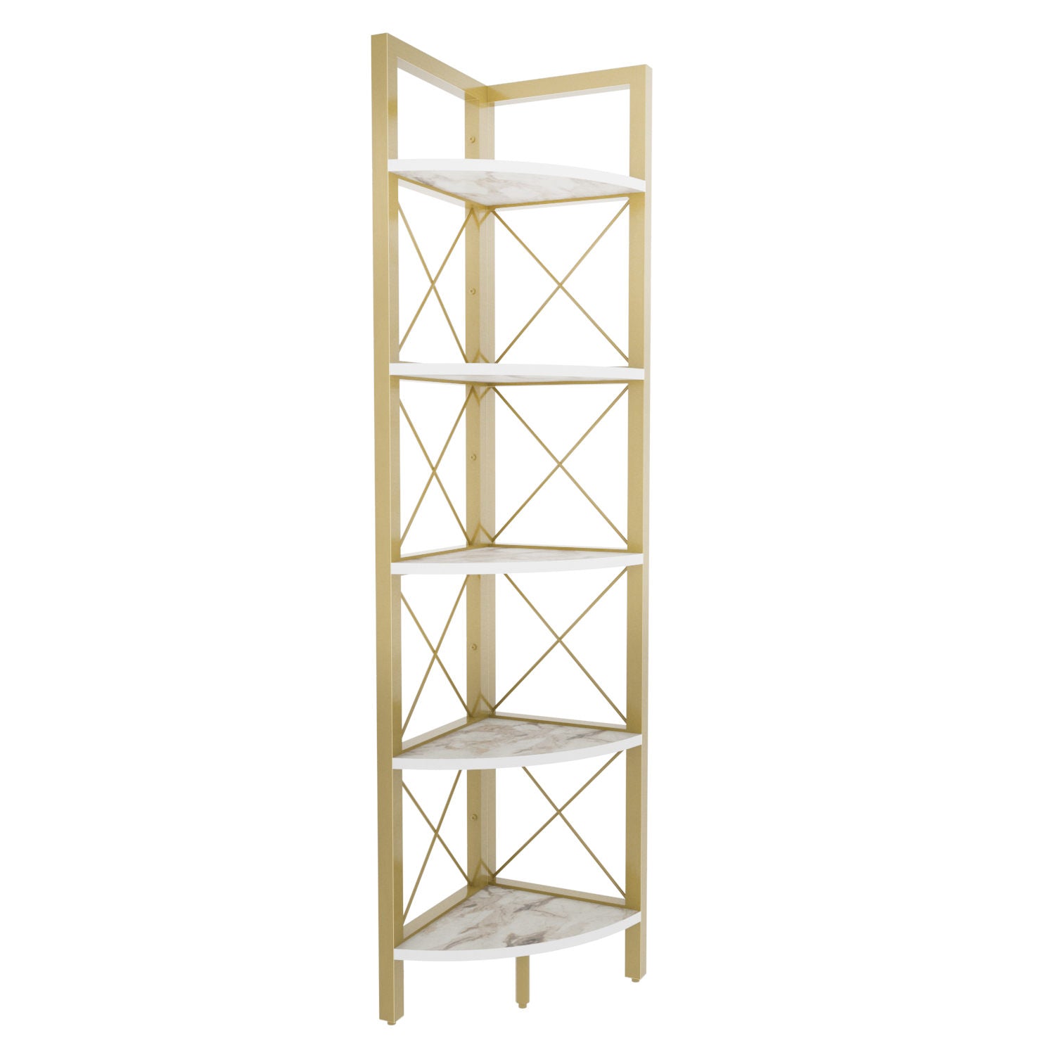 Estante moderna dourada, 160 cm de altura, 30,5 cm de largura, 33 cm de profundidade | Painel de partículas 100% revestido de melamina, 18 mm de espessura | Solução de armazenamento glamorosa