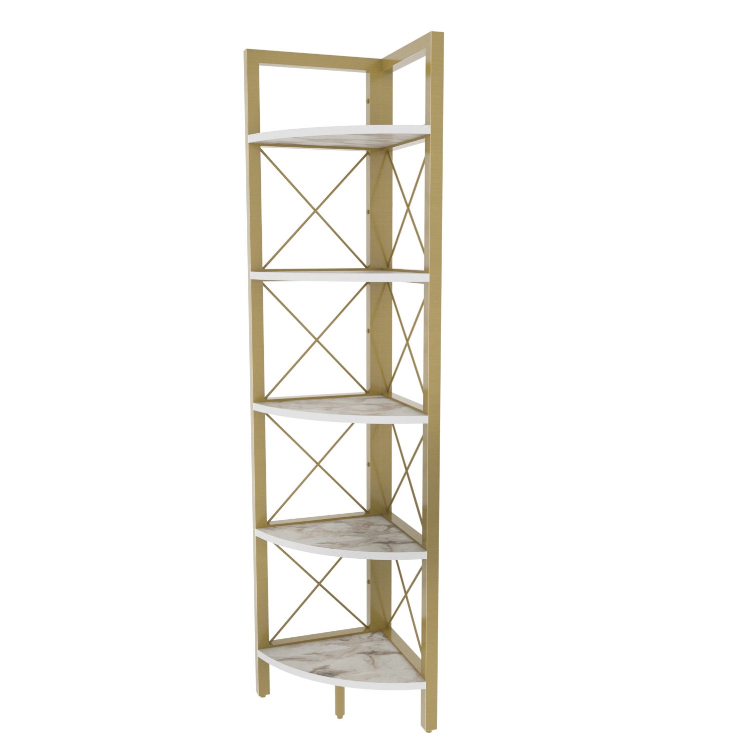 Estante moderna dourada, 160 cm de altura, 30,5 cm de largura, 33 cm de profundidade | Painel de partículas 100% revestido de melamina, 18 mm de espessura | Solução de armazenamento glamorosa
