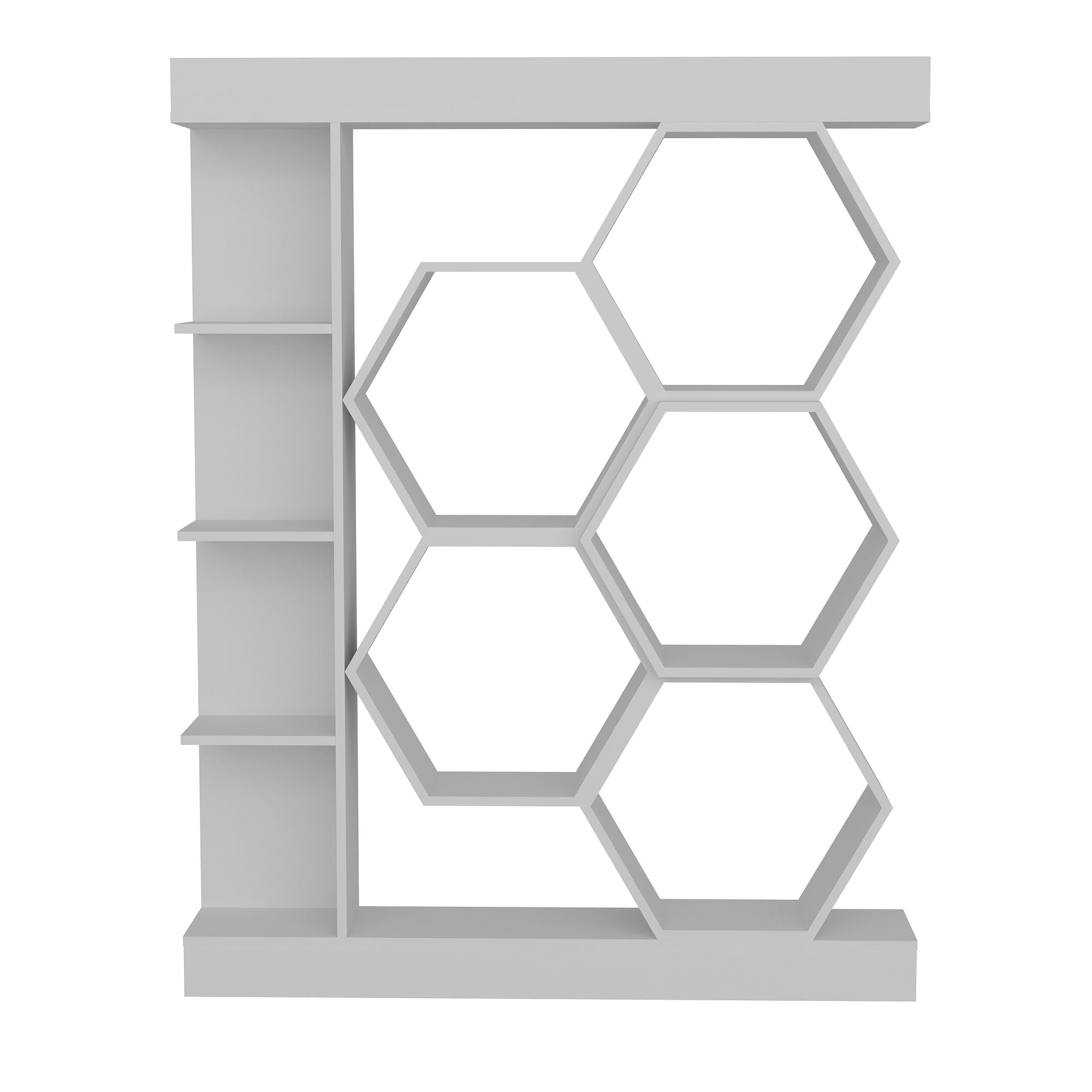 Estante branca moderna, 140 cm x 29,6 cm x 177,4 cm | Painel de partículas 100% revestido de melamina, 18 mm de espessura | Armazenamento elegante para casa e escritório