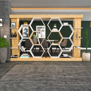 Estante moderna, branca e carvalho, 140 x 29,6 x 177,4 cm | Painel de partículas 100% revestido de melamina, 18 mm de espessura | Armazenamento elegante para casa e escritório