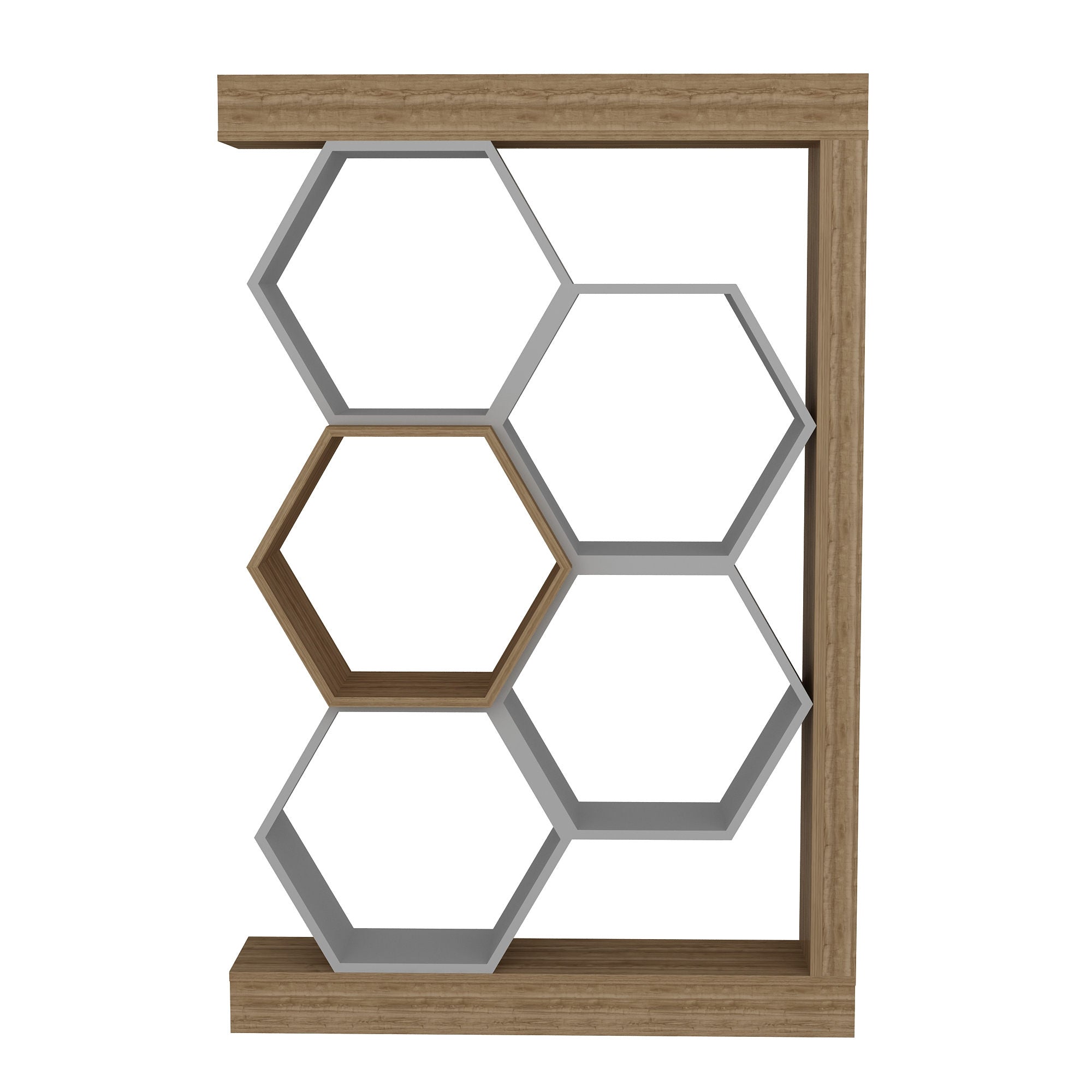 Estante moderna, branca e nogueira, 90 x 24,6 x 140 cm | Painel de partículas 100% revestido de melamina, 18 mm de espessura | Armazenamento elegante para casa e escritório