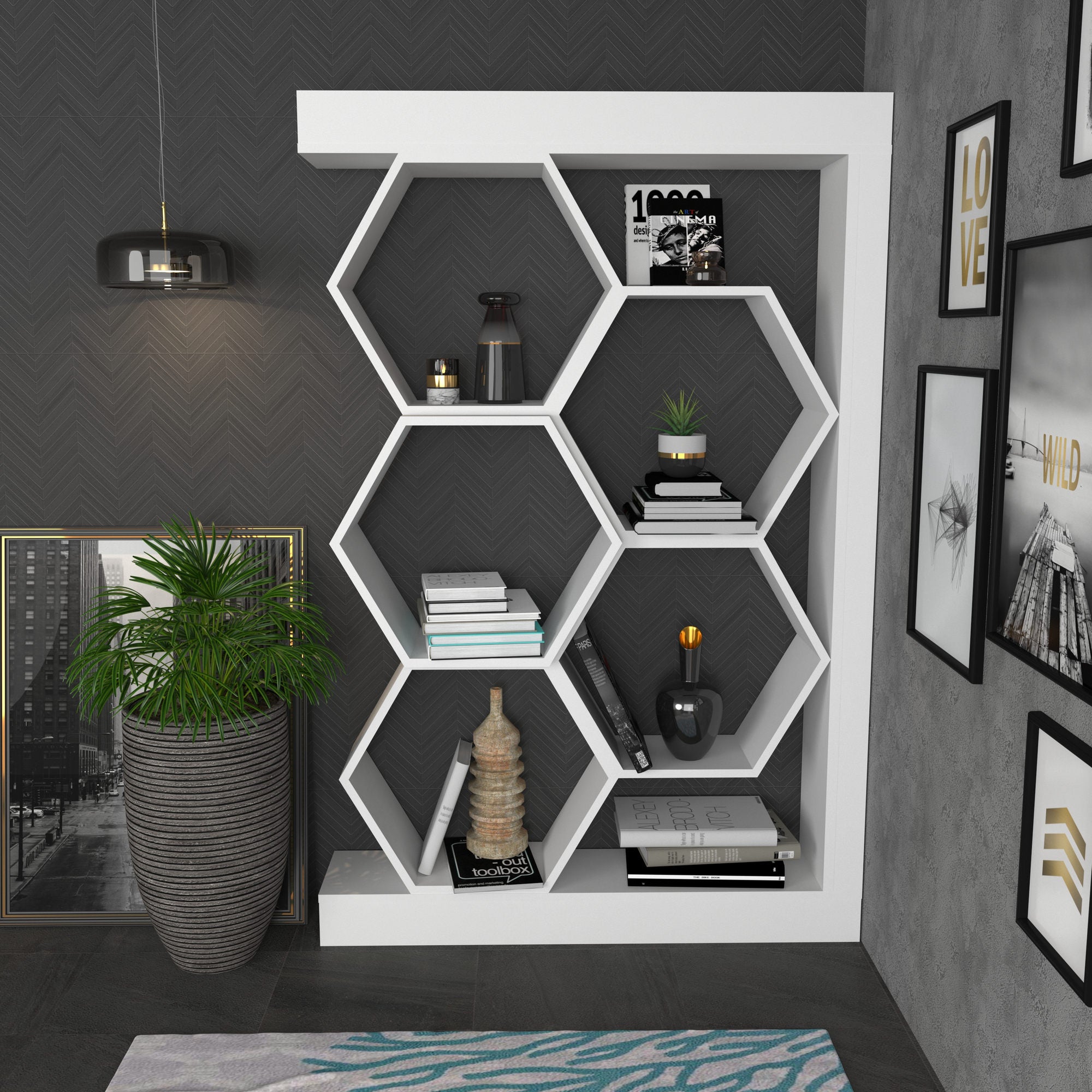 Estante branca moderna, 90 x 24,6 x 140 cm | Painel de partículas 100% revestido em melamina, 18 mm de espessura | Solução de armazenamento elegante para casa e escritório