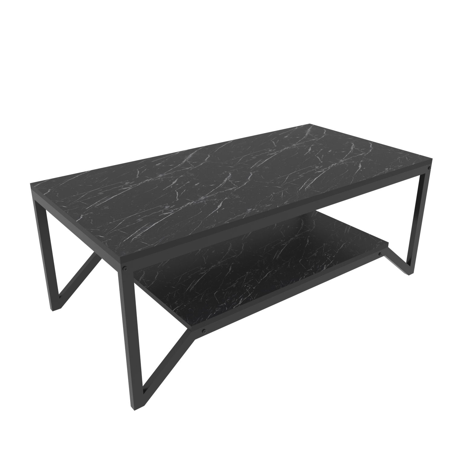 Mesa de Centro Preta Moderna, 120 x 60 x 45,8 cm | Painel de Partículas 100% Revestido em Melamina, 18 mm de Espessura | Elegante e Funcional para Sala de Estar e Escritório