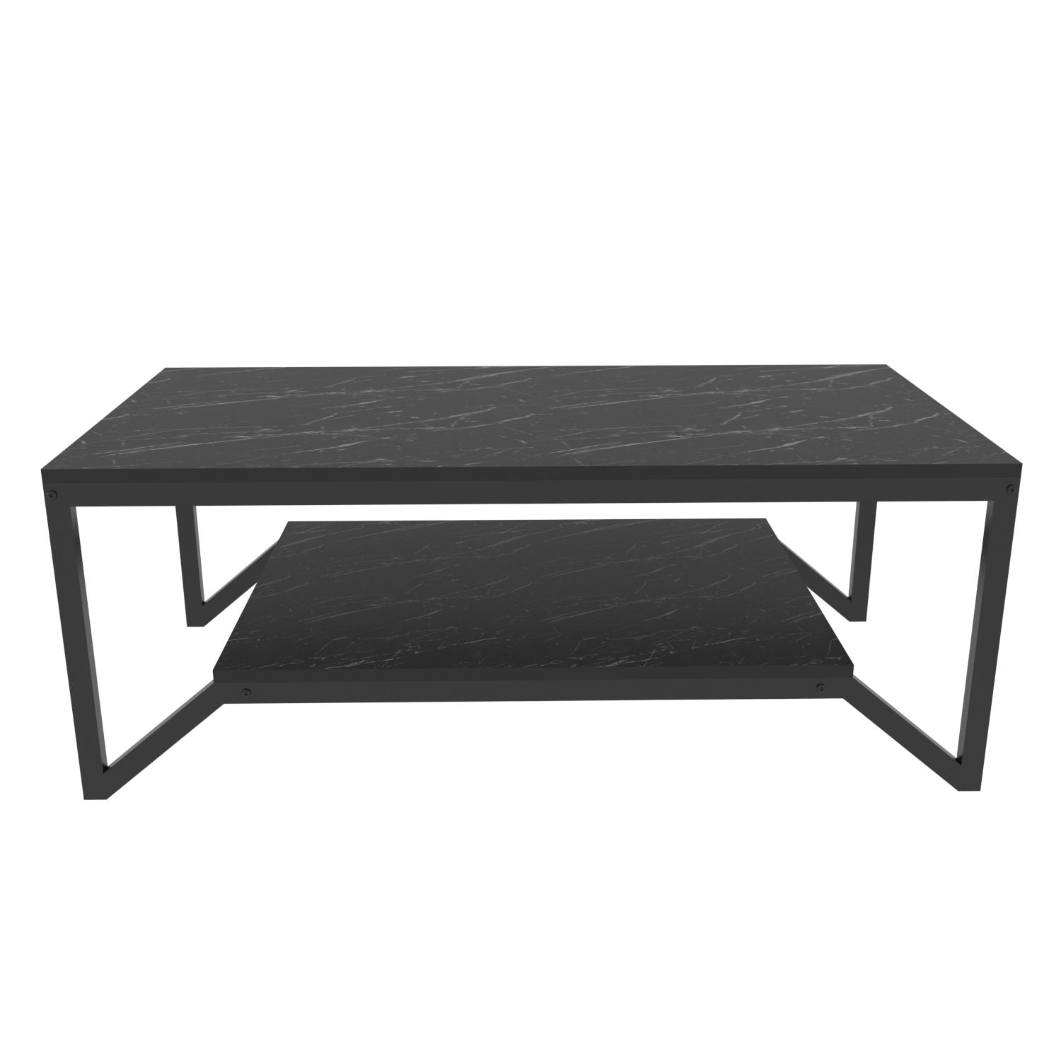 Mesa de Centro Preta Moderna, 120 x 60 x 45,8 cm | Painel de Partículas 100% Revestido em Melamina, 18 mm de Espessura | Elegante e Funcional para Sala de Estar e Escritório