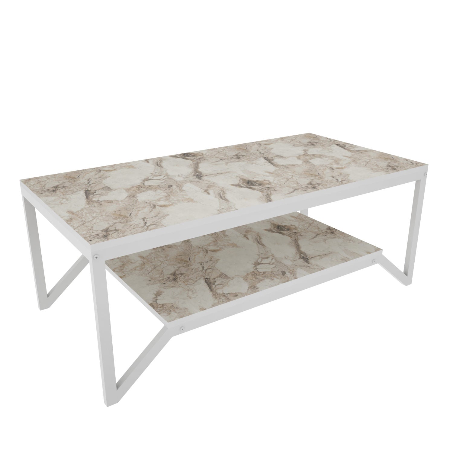Mesa de Centro Branca Moderna, 120 x 60 x 45,8 cm | Painel de Partículas 100% Revestido em Melamina, 18 mm de Espessura | Elegante e Funcional para Sala de Estar e Lounge