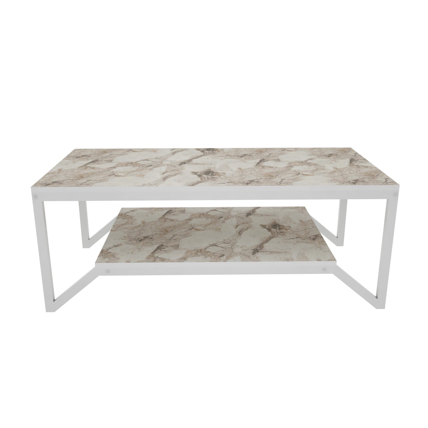 Mesa de Centro Branca Moderna, 120 x 60 x 45,8 cm | Painel de Partículas 100% Revestido em Melamina, 18 mm de Espessura | Elegante e Funcional para Sala de Estar e Lounge