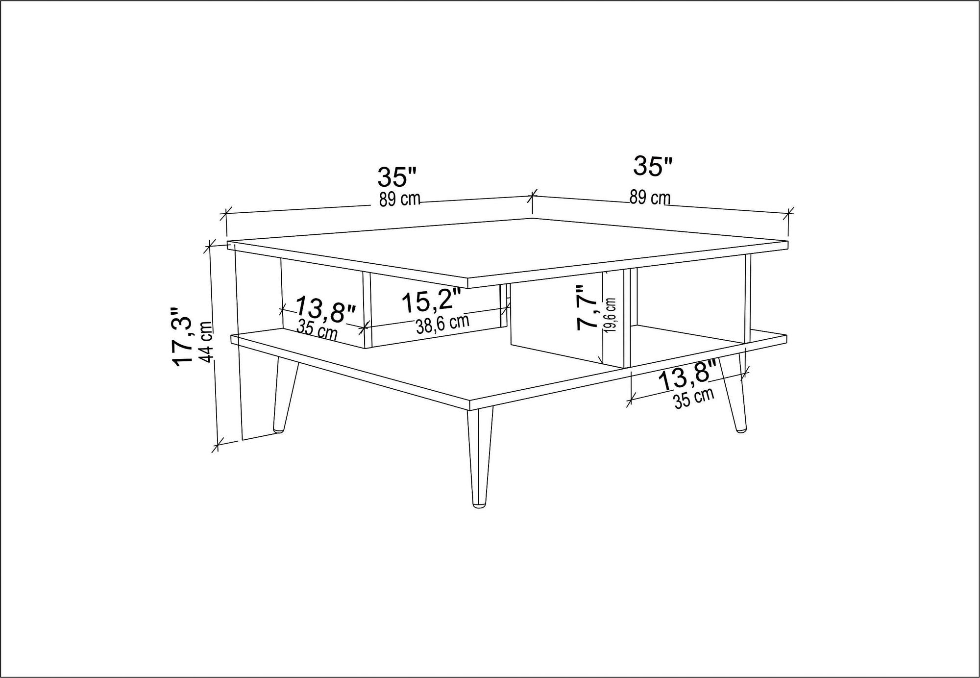 Mesa de Centro Moderna, Carvalho e Branco, 89 x 89 x 44 cm | Painel de Partículas 100% Revestido em Melamina, 18 mm de Espessura | Elegante e Funcional para Qualquer Espaço